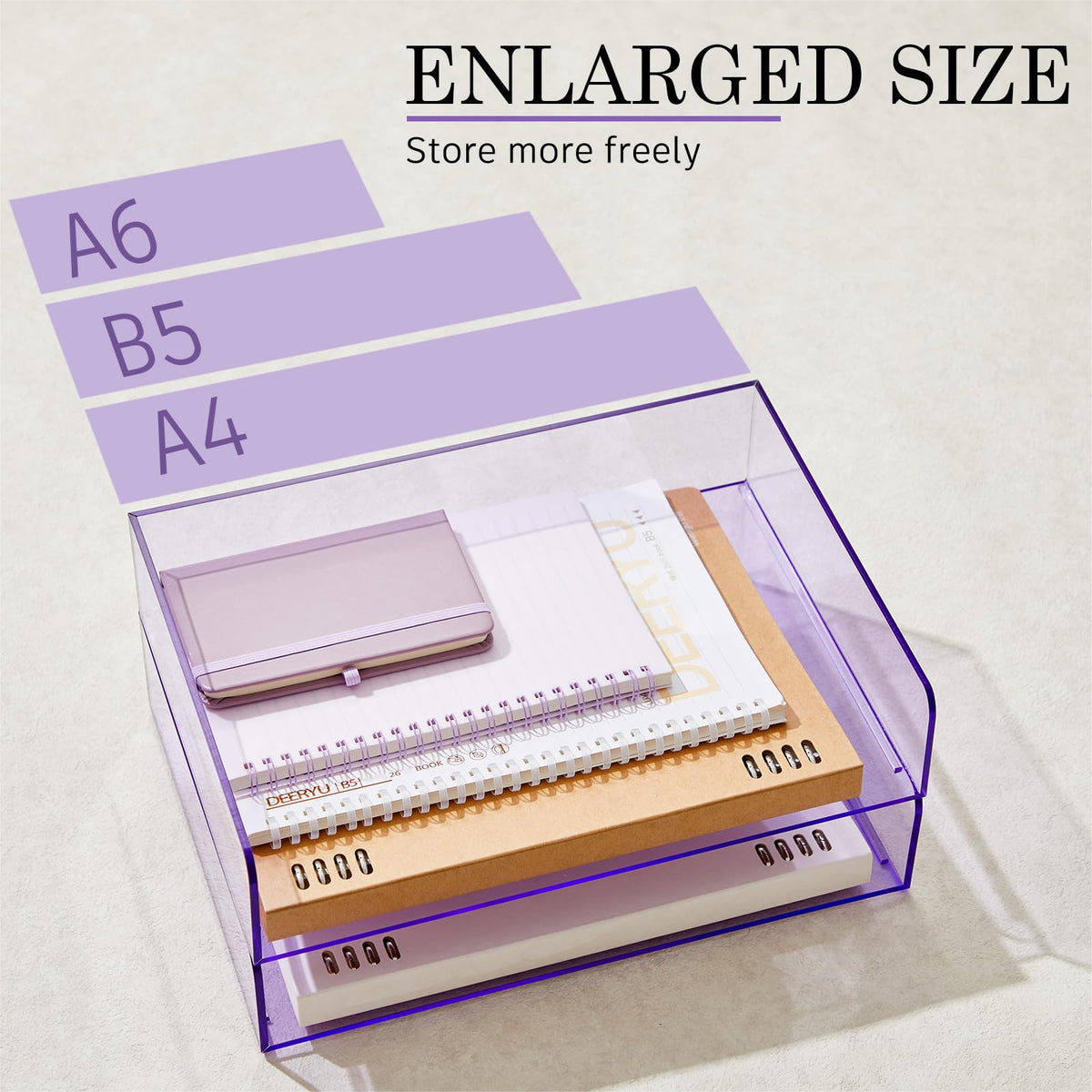 Harloon 4 Tier Paper Organizer Clear Purple Letter Tray Acrylic File Tray