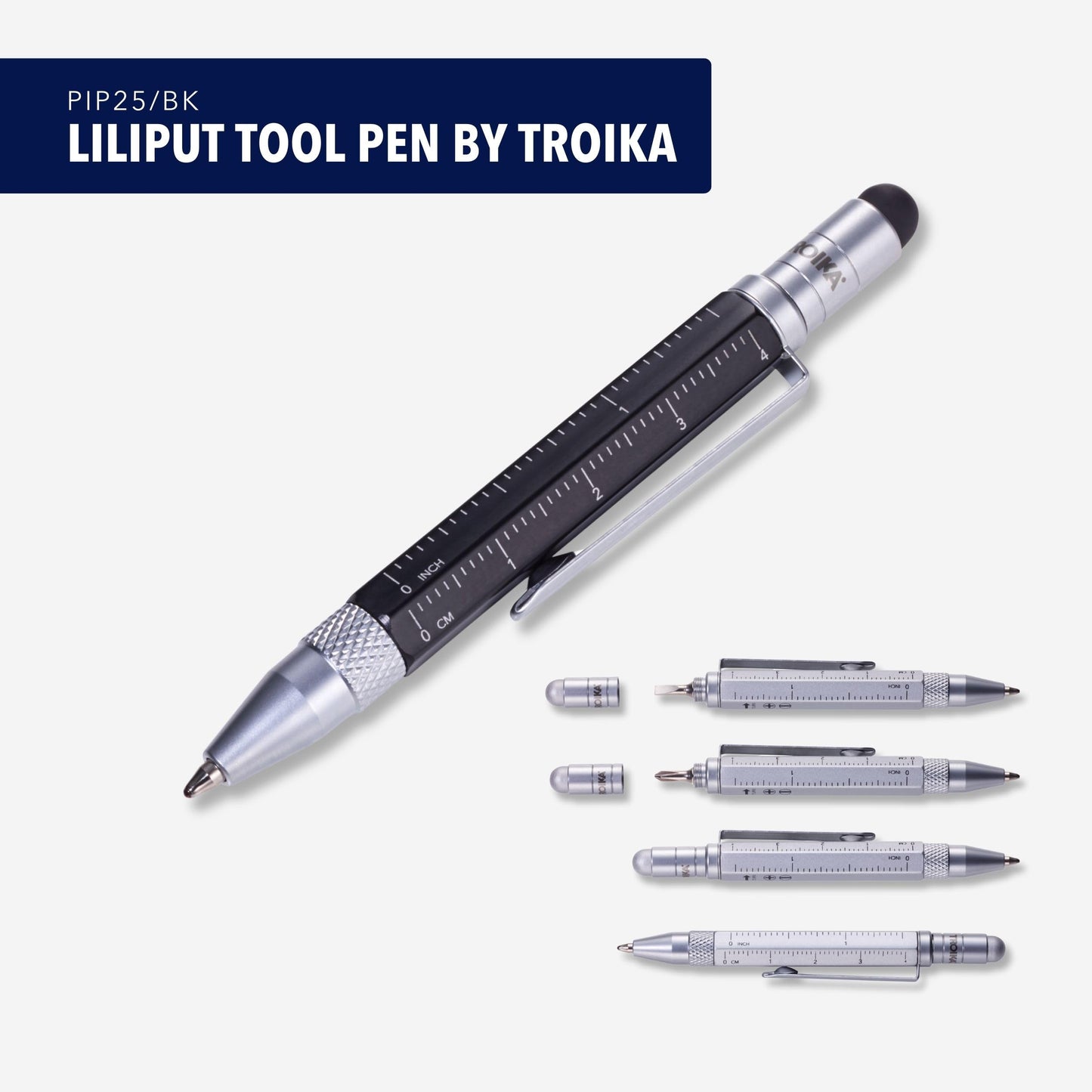 Troika Construction Liliput - PIP25/BK - Multitasking Ballpoint Pen (Small) - Tool Pen