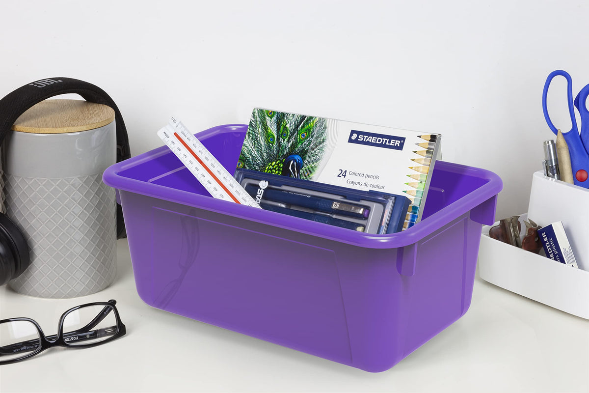 Storex Small Cubby Bins – Plastic Storage Containers for Classroom, 12.2 x 7.8 x 5.1 inches