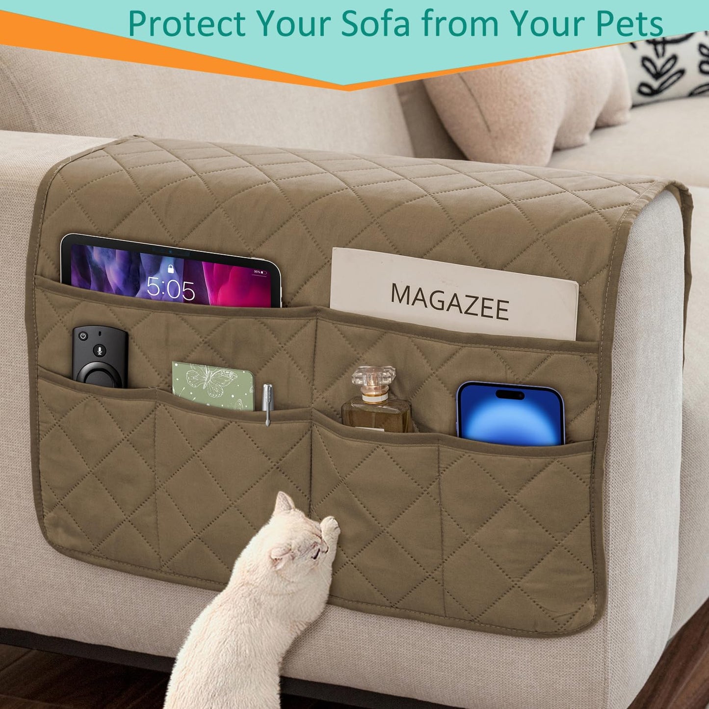 Remote Control Holder for Recliner Non-Slip Armchair Caddy Couch Armrest Organizer, Arm Chair