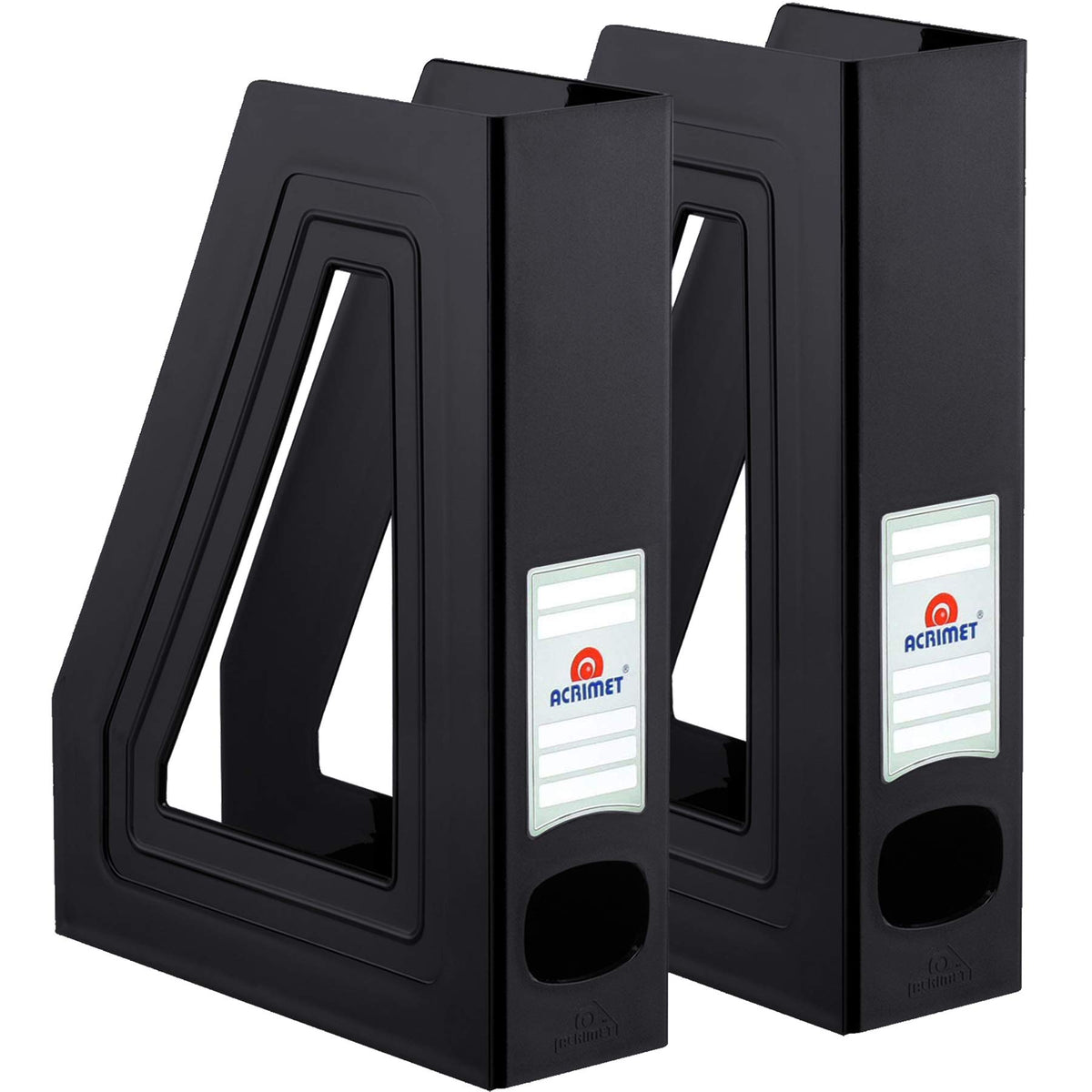 Acrimet Magazine File Holder, Vertical Desk Organizer, Black, 2 Pack
