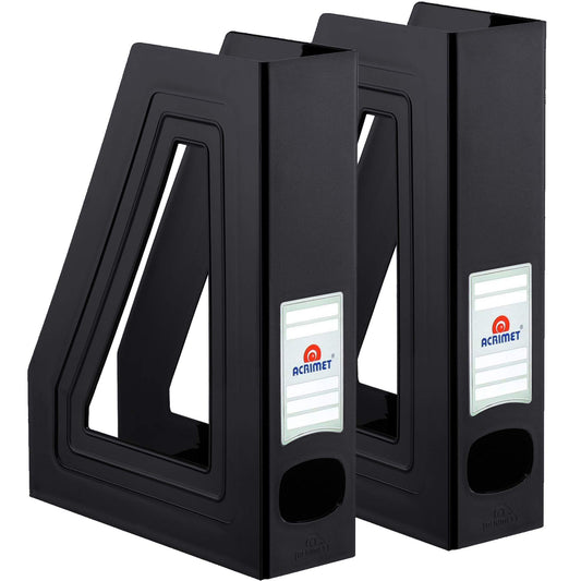 Acrimet Magazine File Holder, Vertical Desk Organizer, Black, 2 Pack