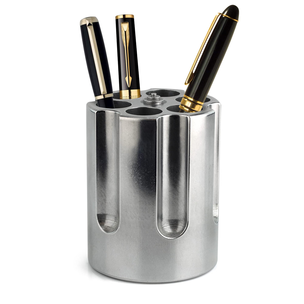 Caliber Gourmet Revolver Pen Holder & Paper Weight, Cast Aluminum Office Gift – Cool Pencil Holder