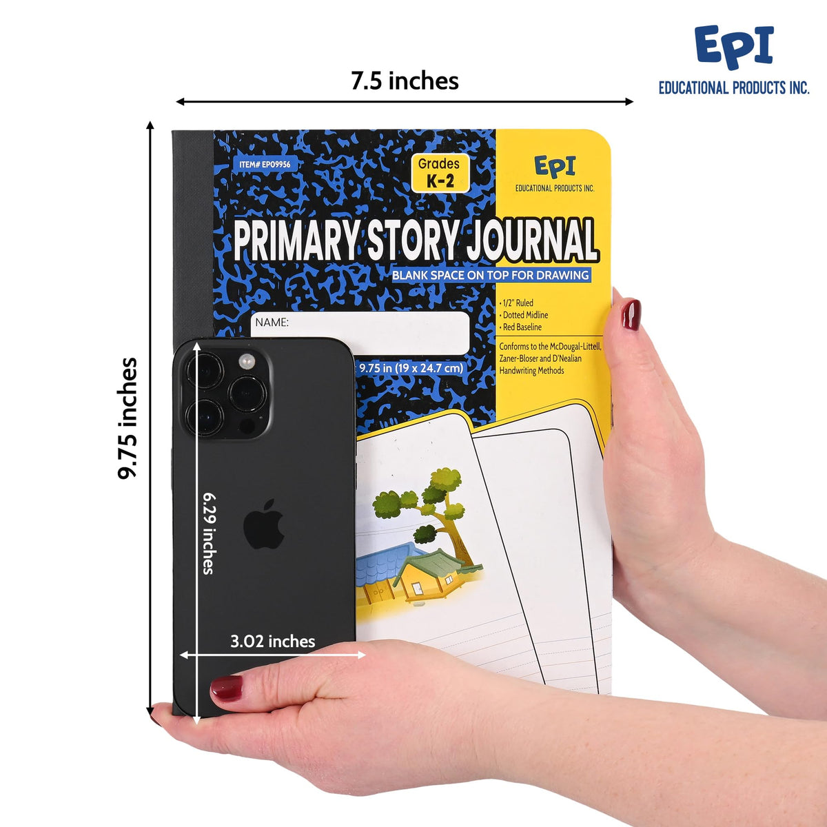 12 Pack - EPI Primary Ruled Composition Notebook Black - 200 Pages (100 Sheets), 9-3/4 x 7-½
