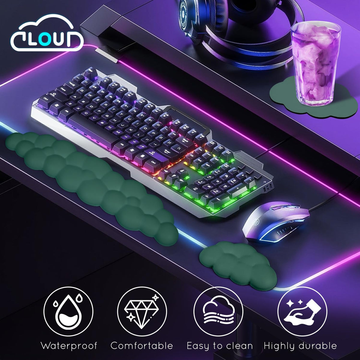 Cloud Wrist Rest for Computer Keyboard Arm Wrist Rest with Non-Slip Base Extended Wrist Rest