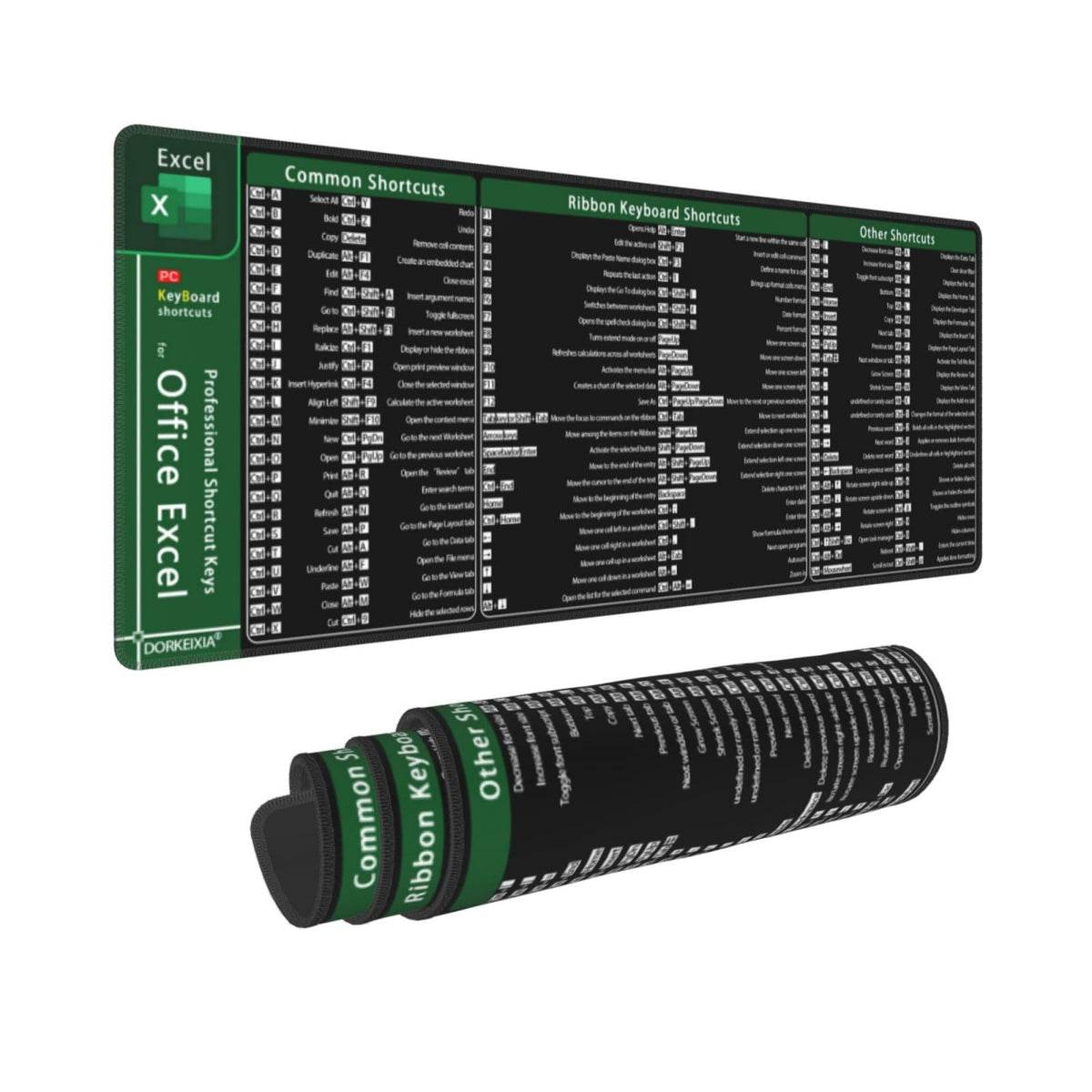 Excel Shortcuts Keys Computer Office Command Short Cut Keys Gaming Mouse Pad 31.5 X 11.8 Inch XL