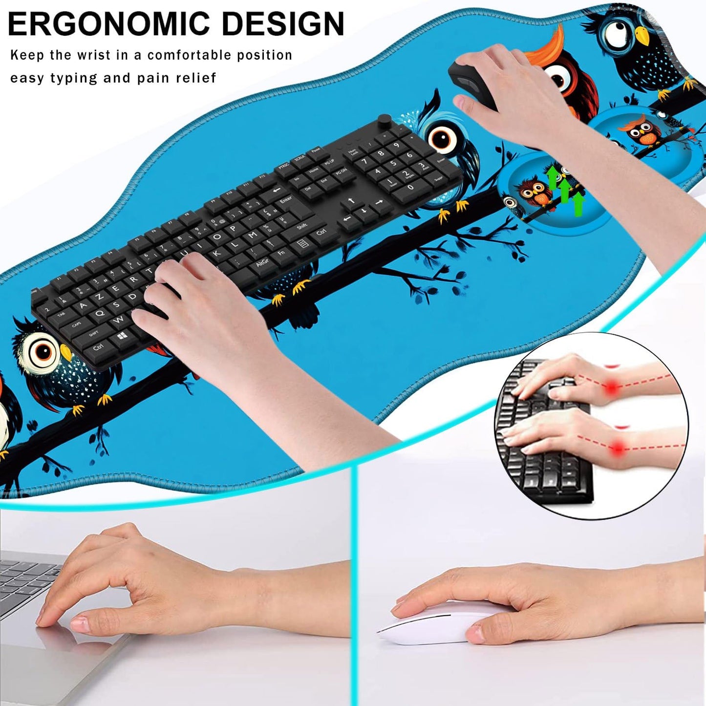CICPLKSE Mouse Pad with Wrist Support + Desk Mat + Coaster 3 in 1 Set, XXL Large Gaming Mousepad
