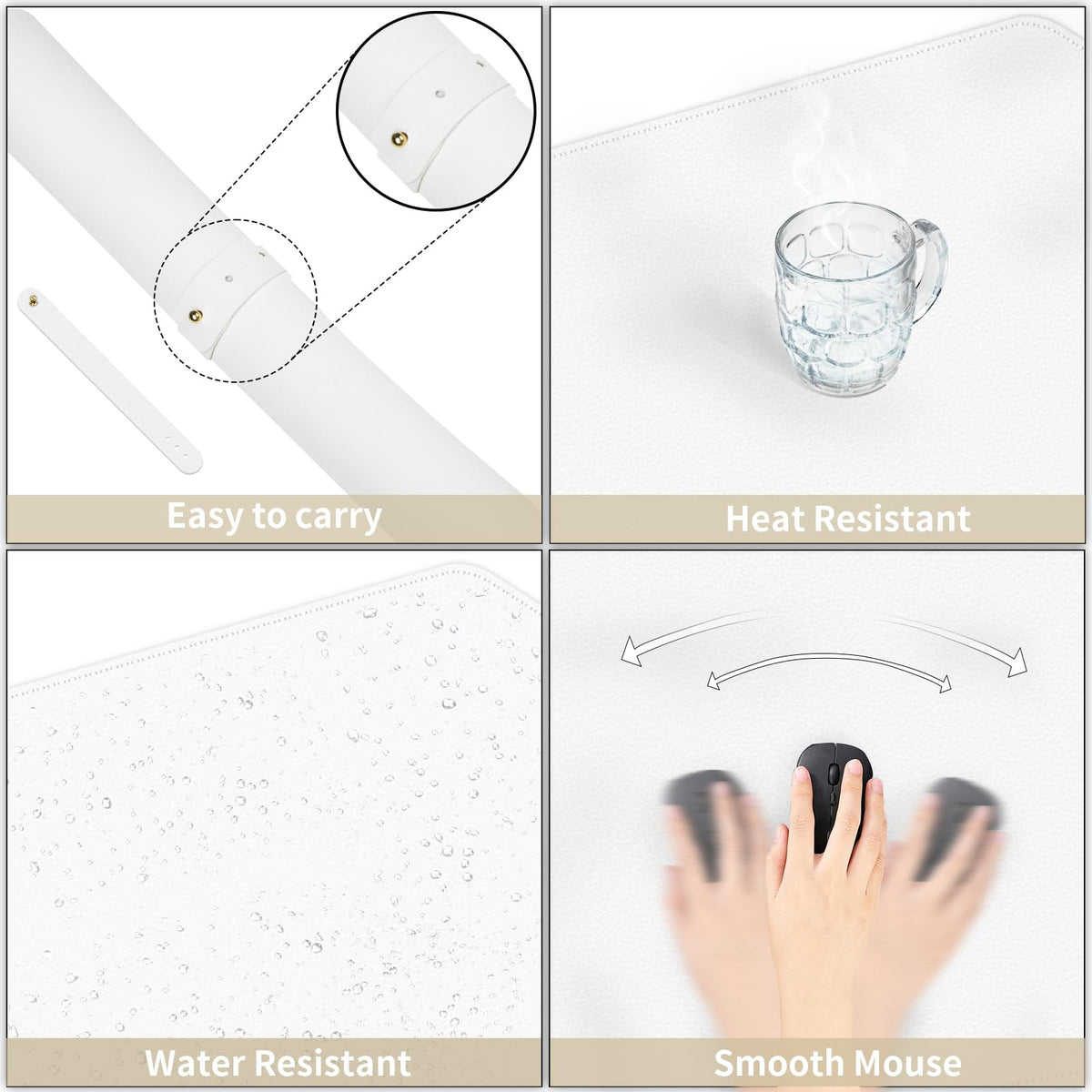 Dual-Sided Desk Mat, Large Pad, Waterproof Smooth PU Leather Blotter Protector, Mouse Pad, Desk