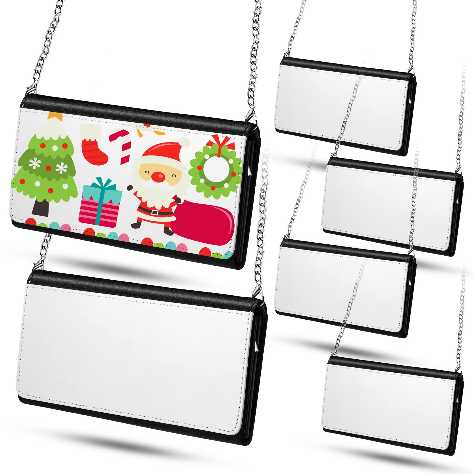 LEIFIDE Sublimation Blank Wallet for Women Heat Transfer DIY Pattern White 5 Mezzanine Purse Makeup