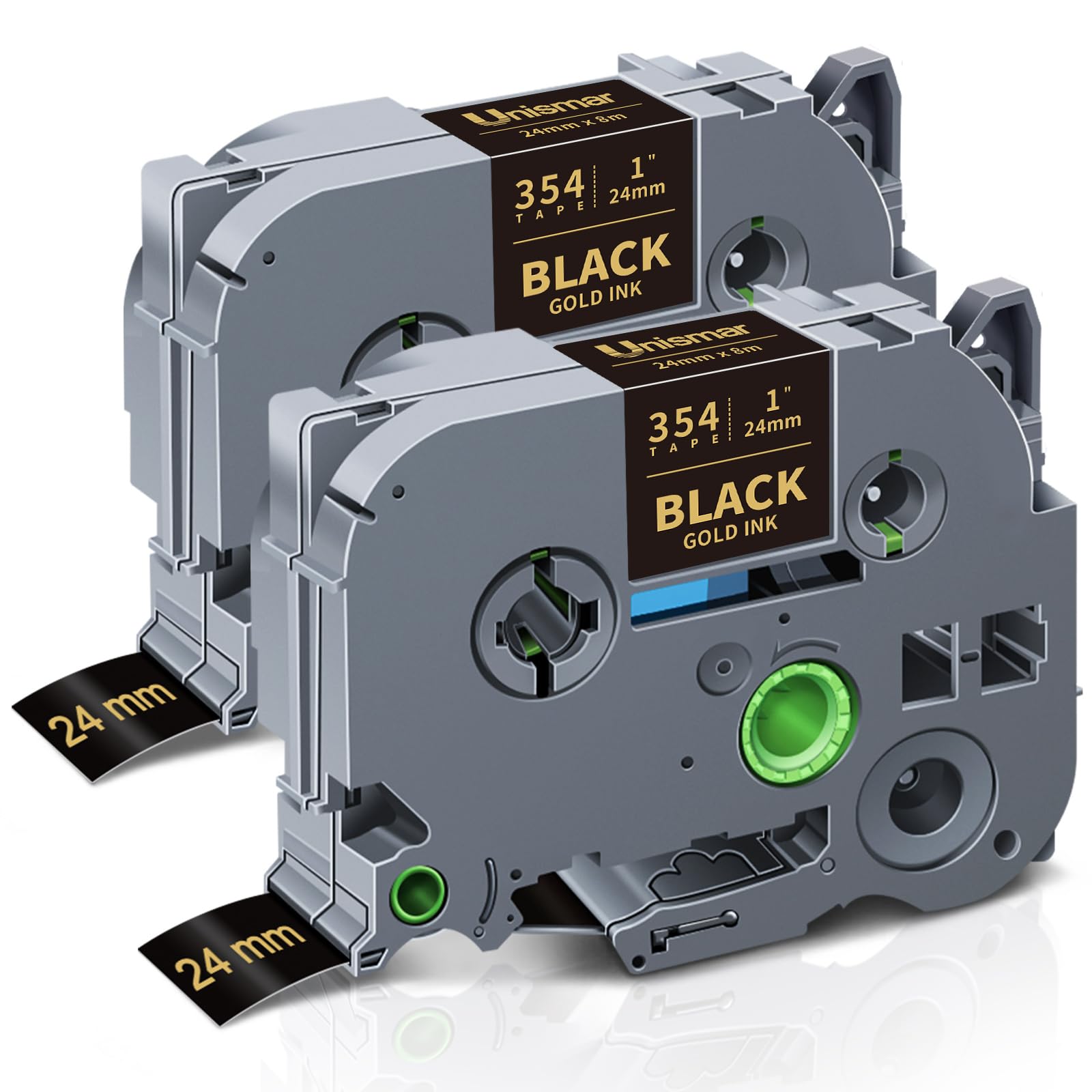Unismar Compatible for Brother TZe-354 TZ354 Gold on Black Label Tape 24mm