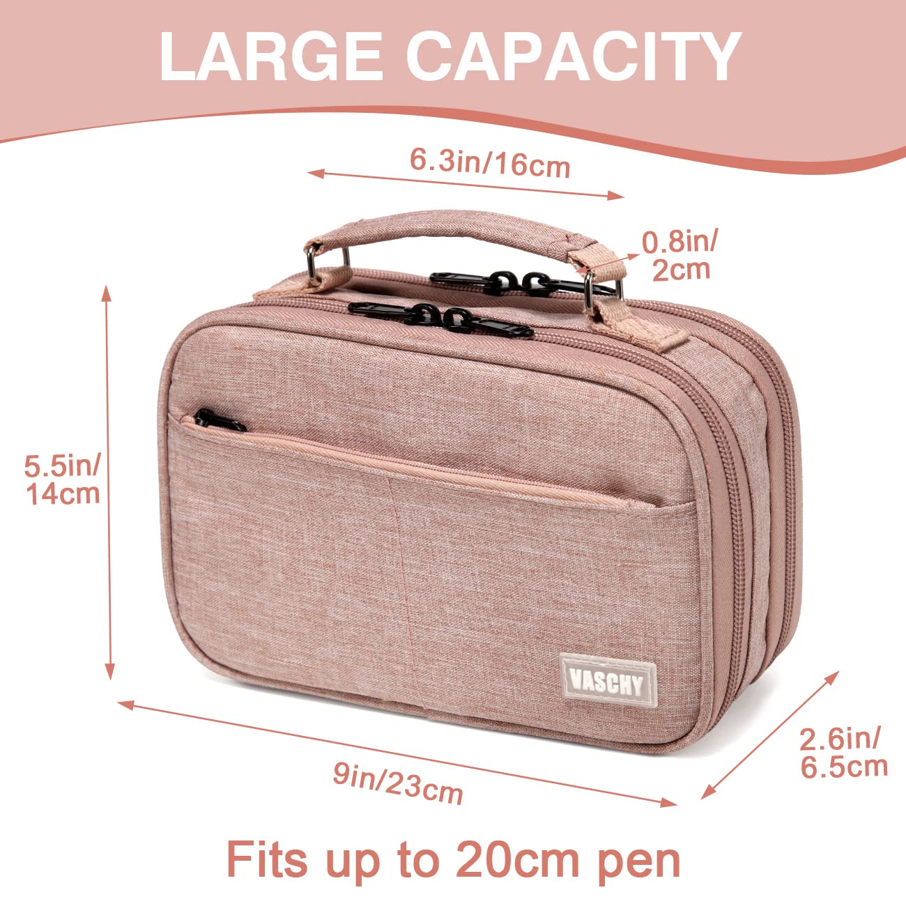 VASCHY Pencil Case, Large Pencil Pouch with Compartments for Middle School,Work,Office Pen