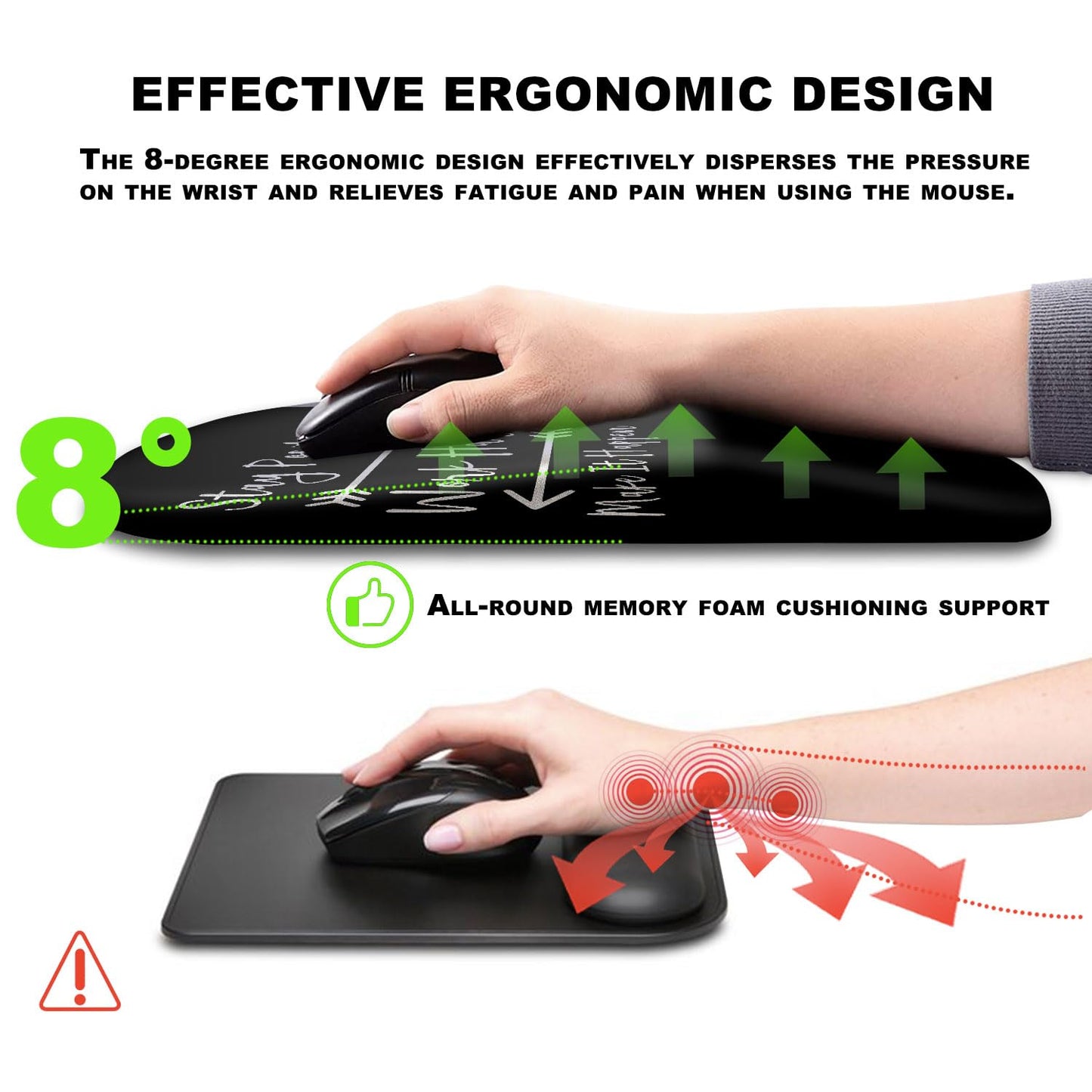 KUOSGM Mouse Pad Wrist Support, Ergonomic Mouse Pad with Massage Dot, Comfortable Computer Mouse