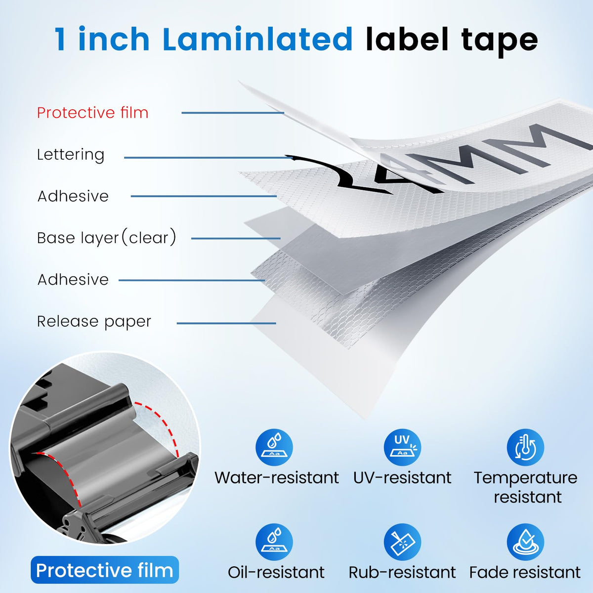 Compatible with Brother Ptouch 24mm 0.94" Label Tape TZe-151 Black on Clear