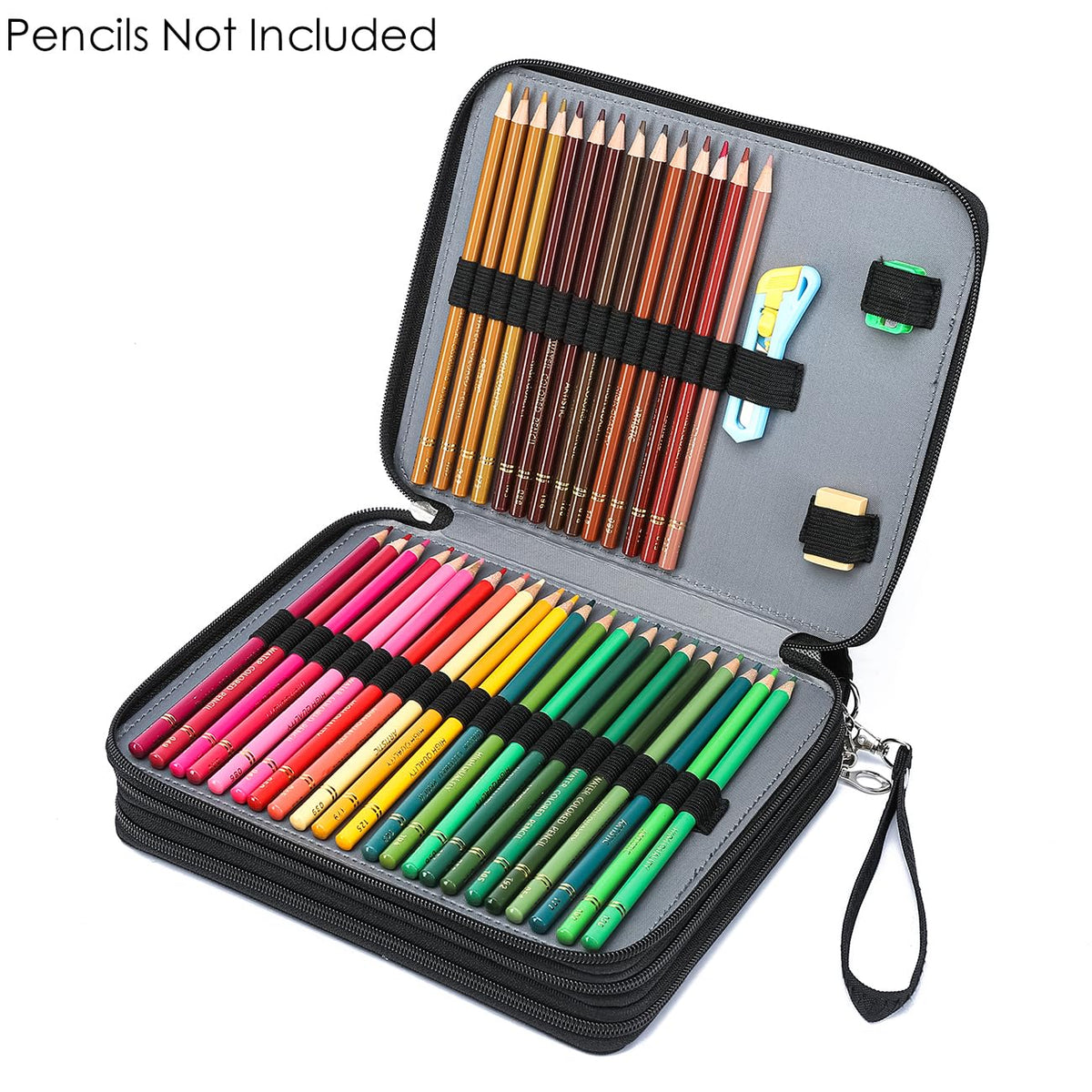 YOUNGCOL Colored Pencil Case - 120 Slots Pencil Holder with Handle Strap Large Capacity Pencil