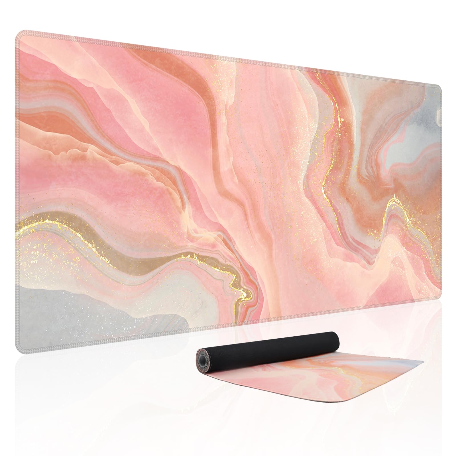 Baziabbo Cute Desk Mat,XXL Extended Large Mouse Pad,Gaming Mousepad with Stitched Edge,Non-Slip