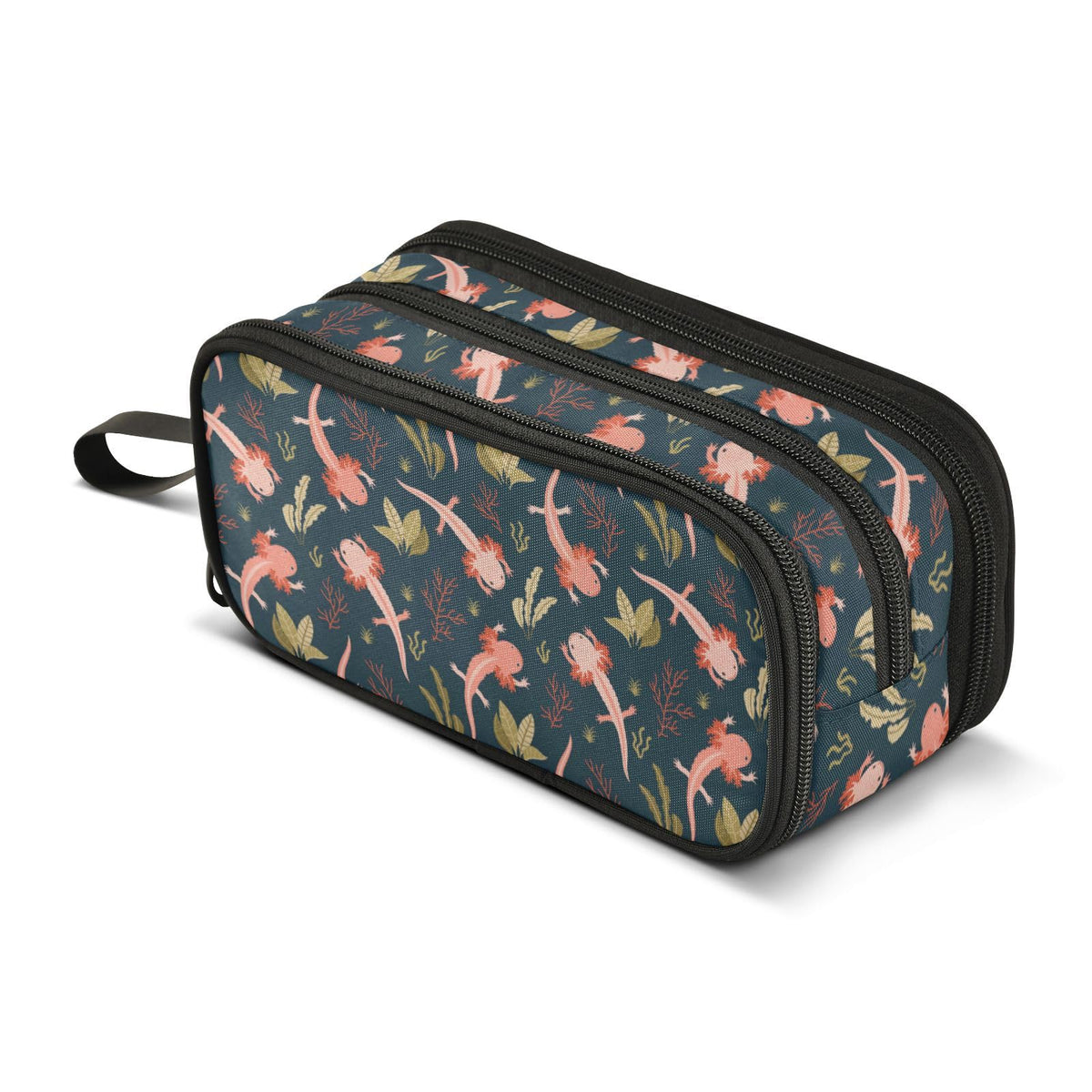 Sletend Pencil Case Cute Axolotl Salamander 3 Compartments Pencil Pouch