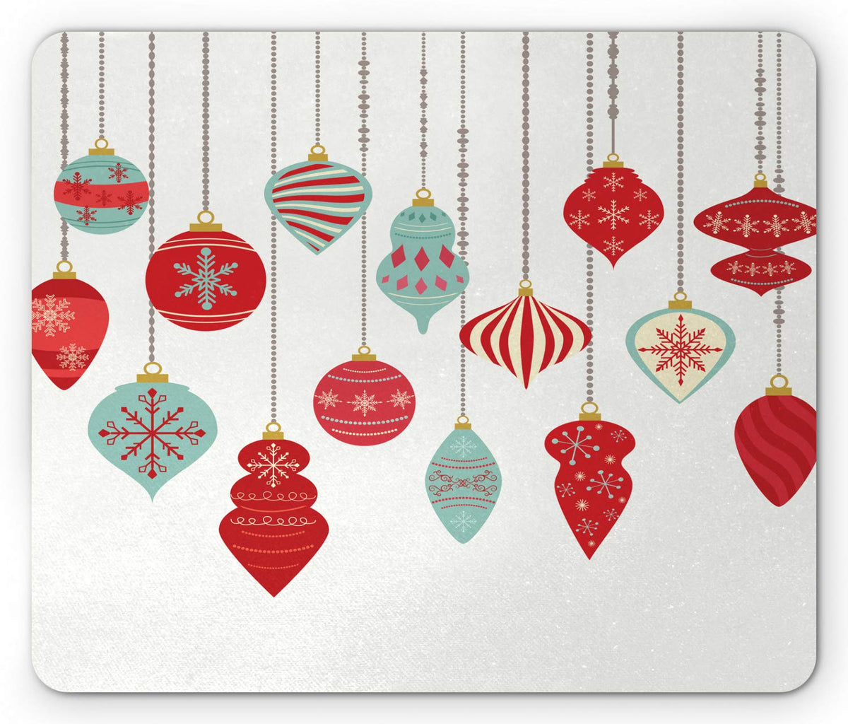 Lunarable Christmas Mouse Pad, Xmas Party Theme Hanging Ornaments Snowflake Winter Cozy Home Art