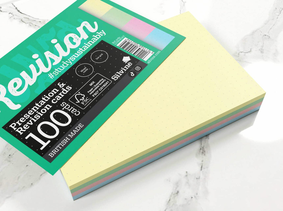 Luxpad Revision A6 Flash Cards - 5mm Dot Grid (100 Cards) Assorted Colours