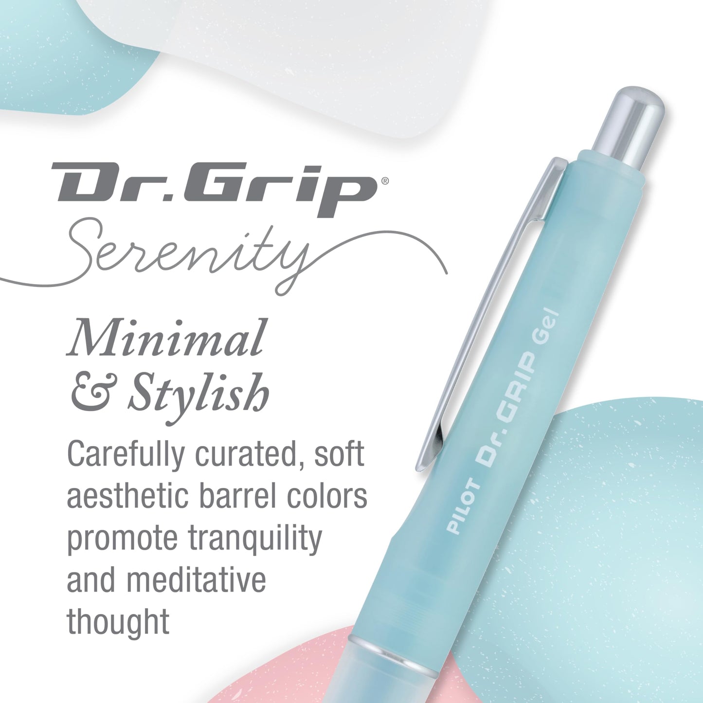 PILOT Dr. Grip Serenity Gel Pens, Fine Point 0.7mm, Black Ink, 3-Pack