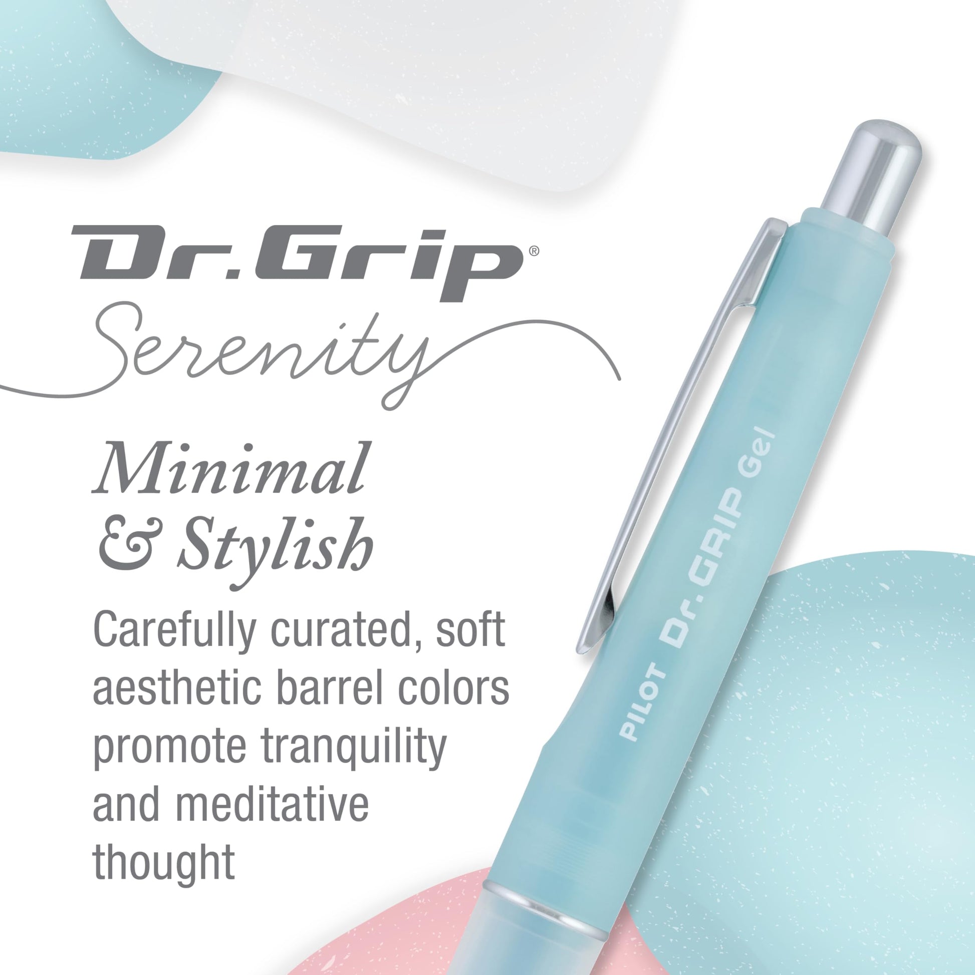 PILOT Dr. Grip Serenity Gel Pens, Fine Point 0.7mm, Black Ink, 3-Pack