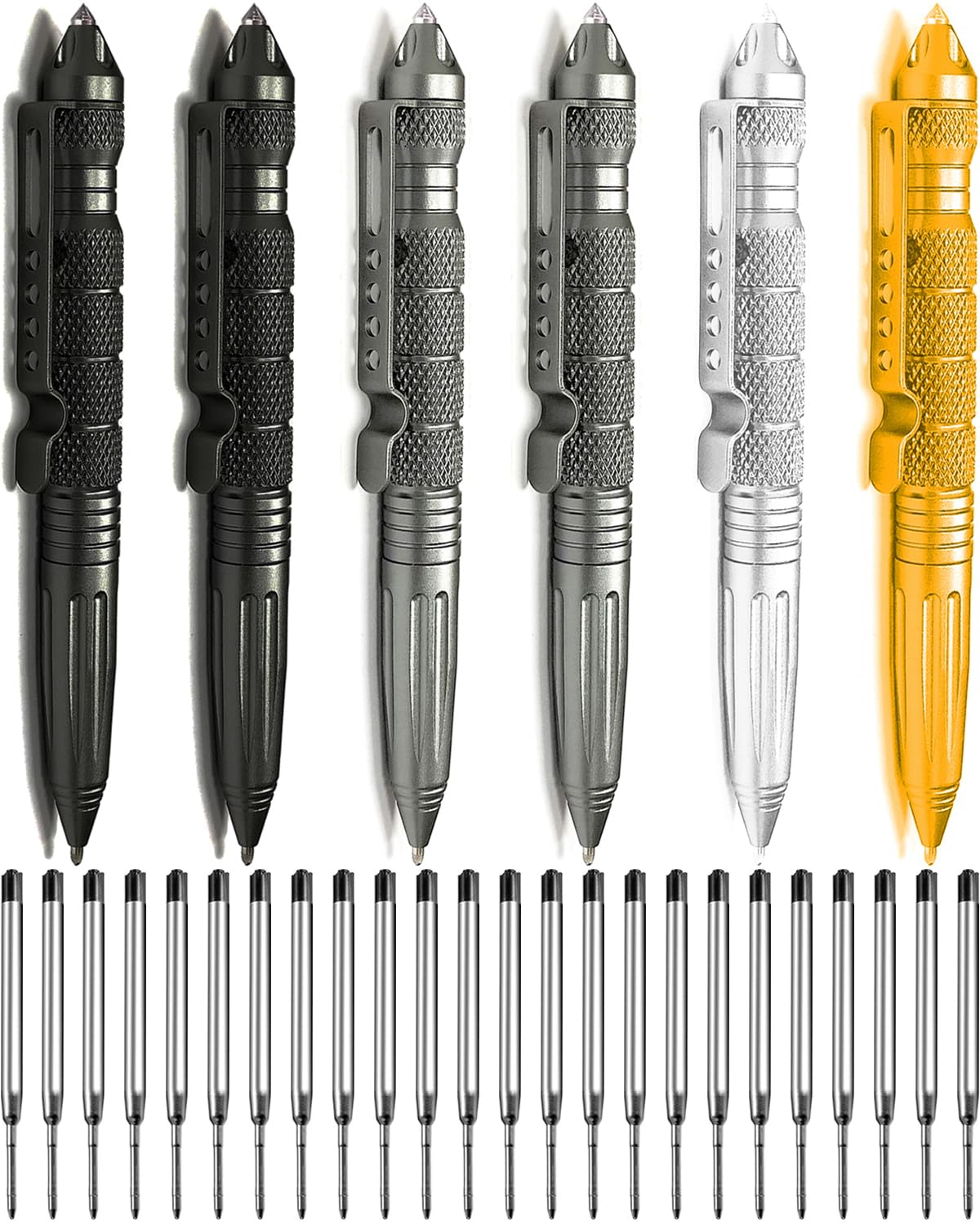Origin-Joy 6 Pack Tungsten Steel Military Tactical Pen Set, Multifunctional EDC Self Defense Pen
