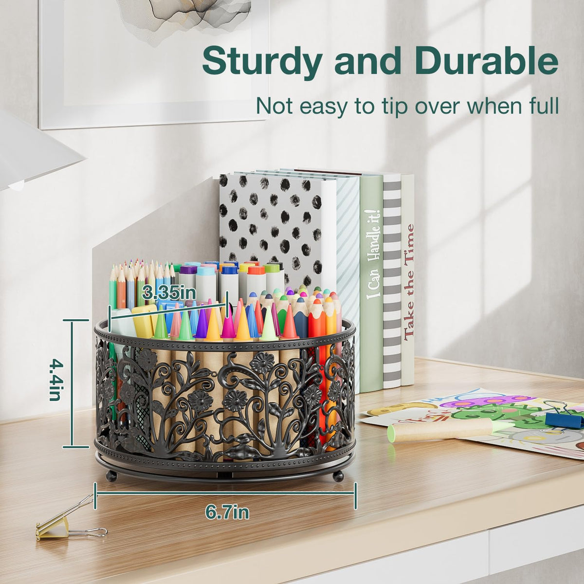 EKNITEY Pencil Holder for Desk - 360° Rotating Pen Holder Organizer Caddy