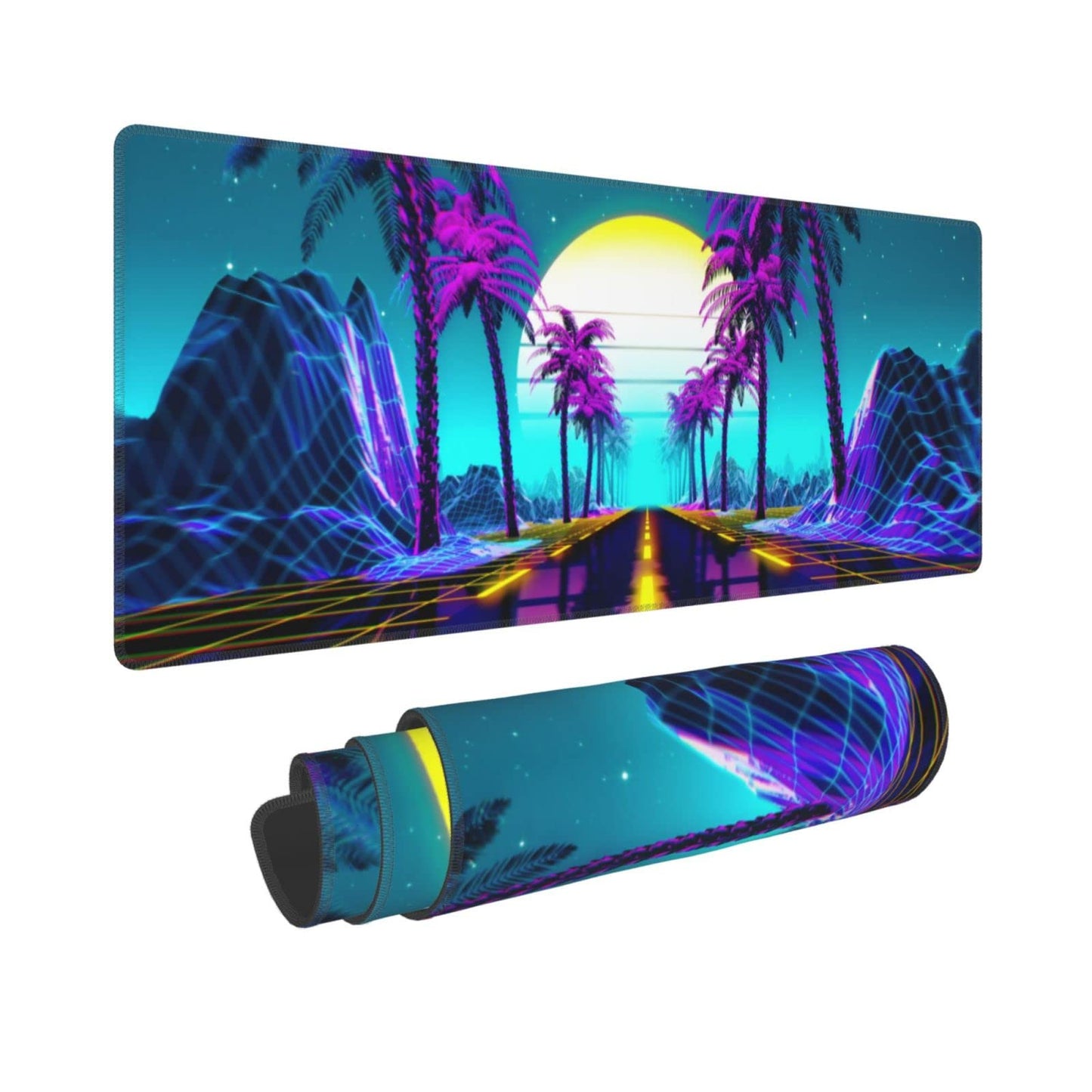 Neon Retrowave Gaming Mouse Pad Large XL Desk Mat Long Extended Pads Big Mousepad for Home Office