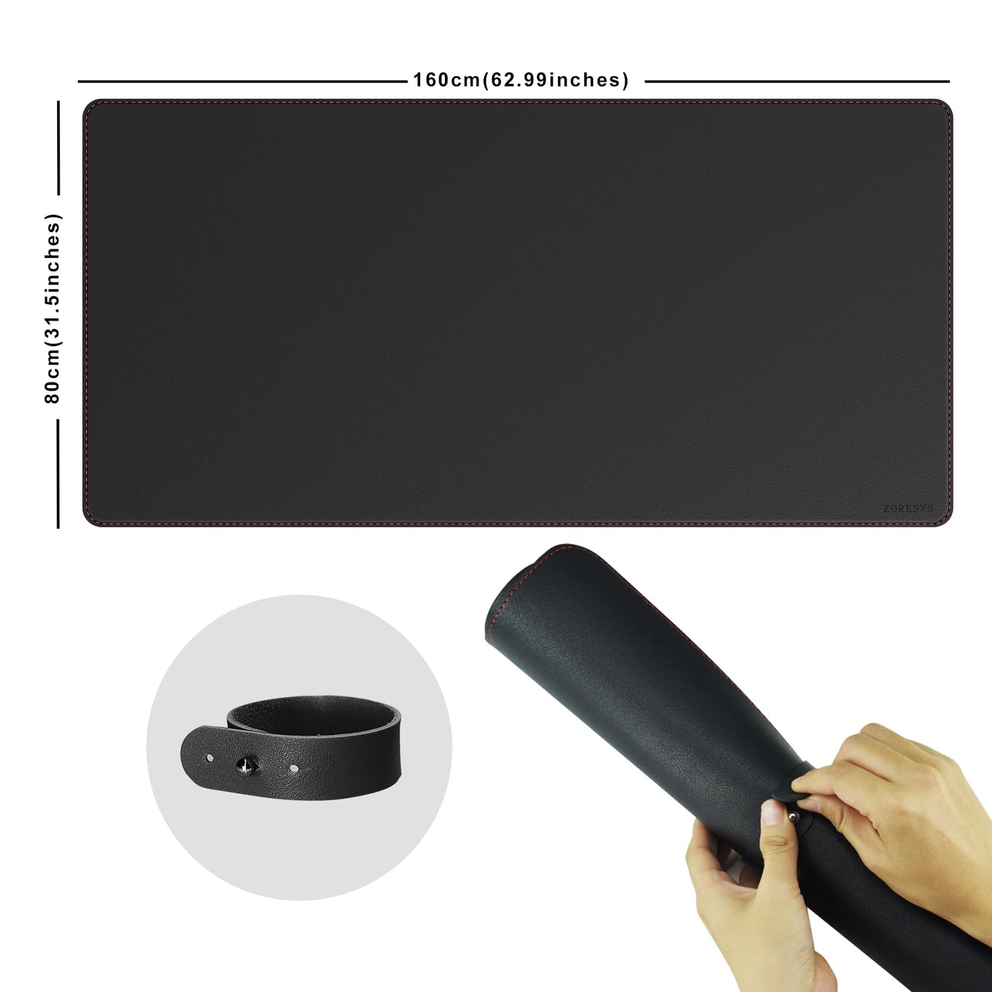 ZORESYN 63.0"x31.5" PU Leather Desk Pad Protector Black