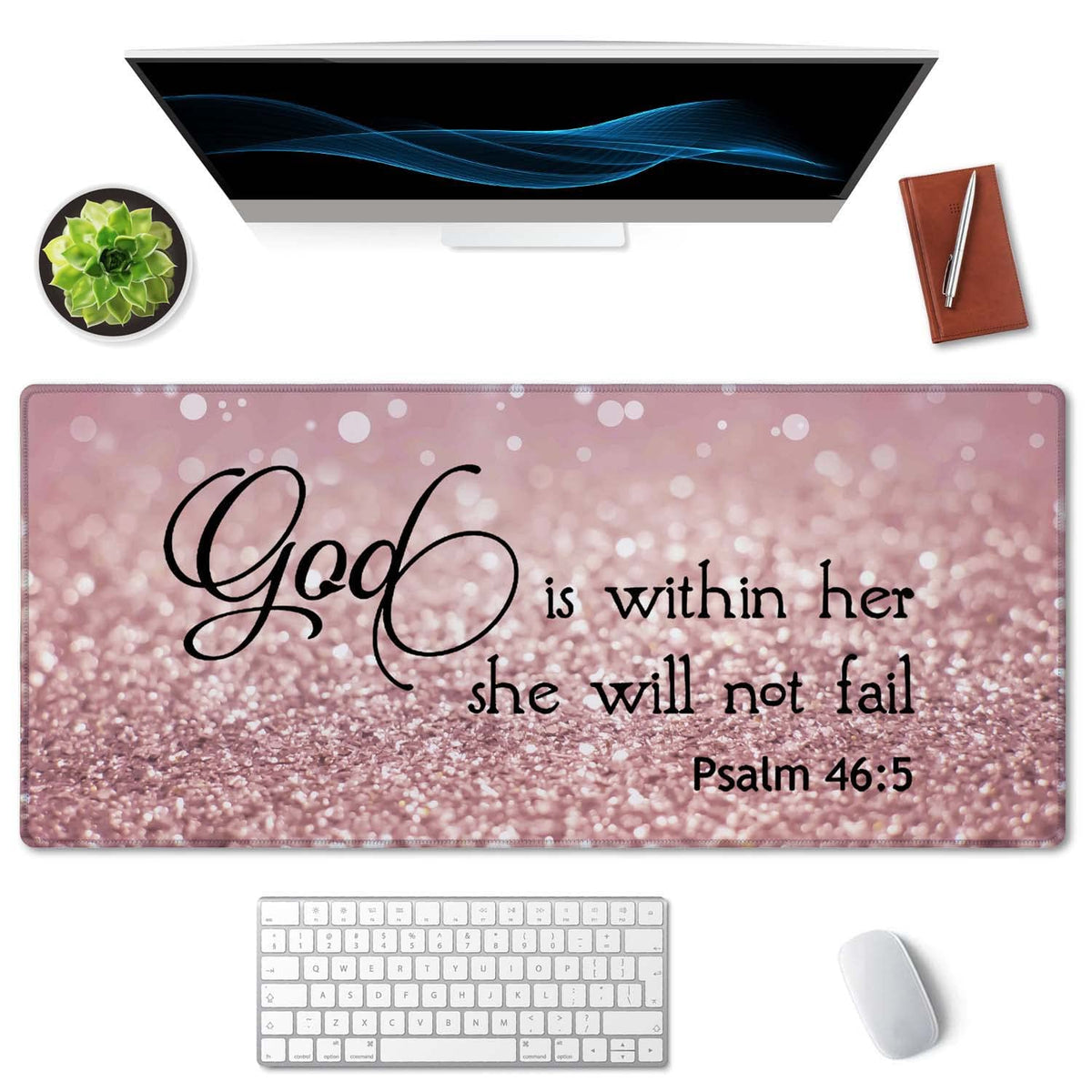 SSOIU Bible Verse Mouse Pad 35.5 X 15.7 Inch XXL Full Desk Mousepad Extended Large Non-Slip Rubber