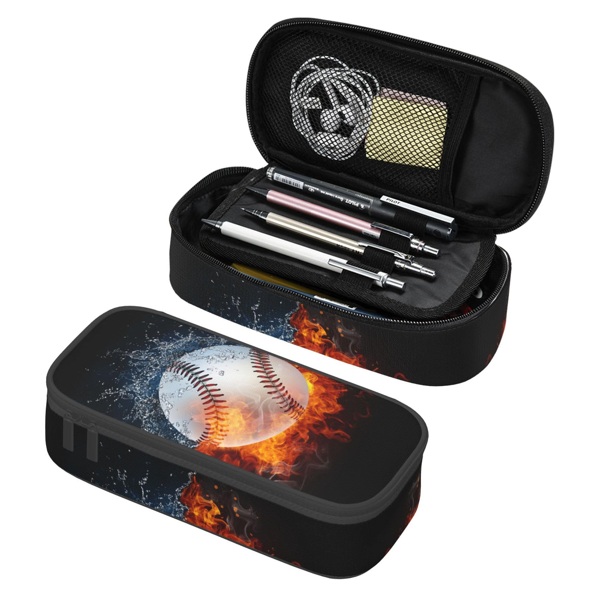 YIJIUWKIS Sports-Themed Baseball Pencil Case for Kids Boys Girls, Big Capacity Black Pencil Pouch