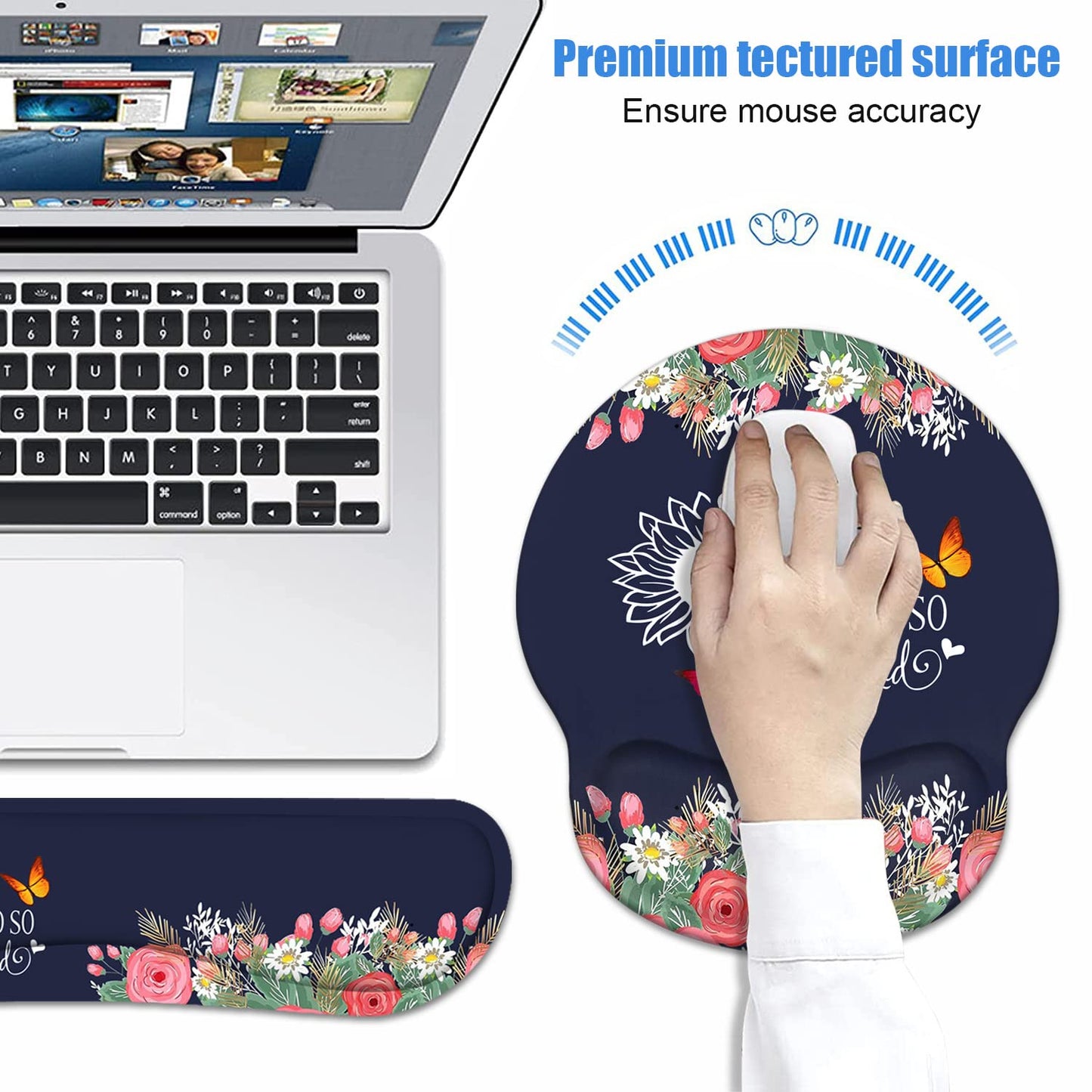 Keyboard Wrist Rest + Mouse Pad Wrist Support Set with Coasters, She Believed She Could So She Did