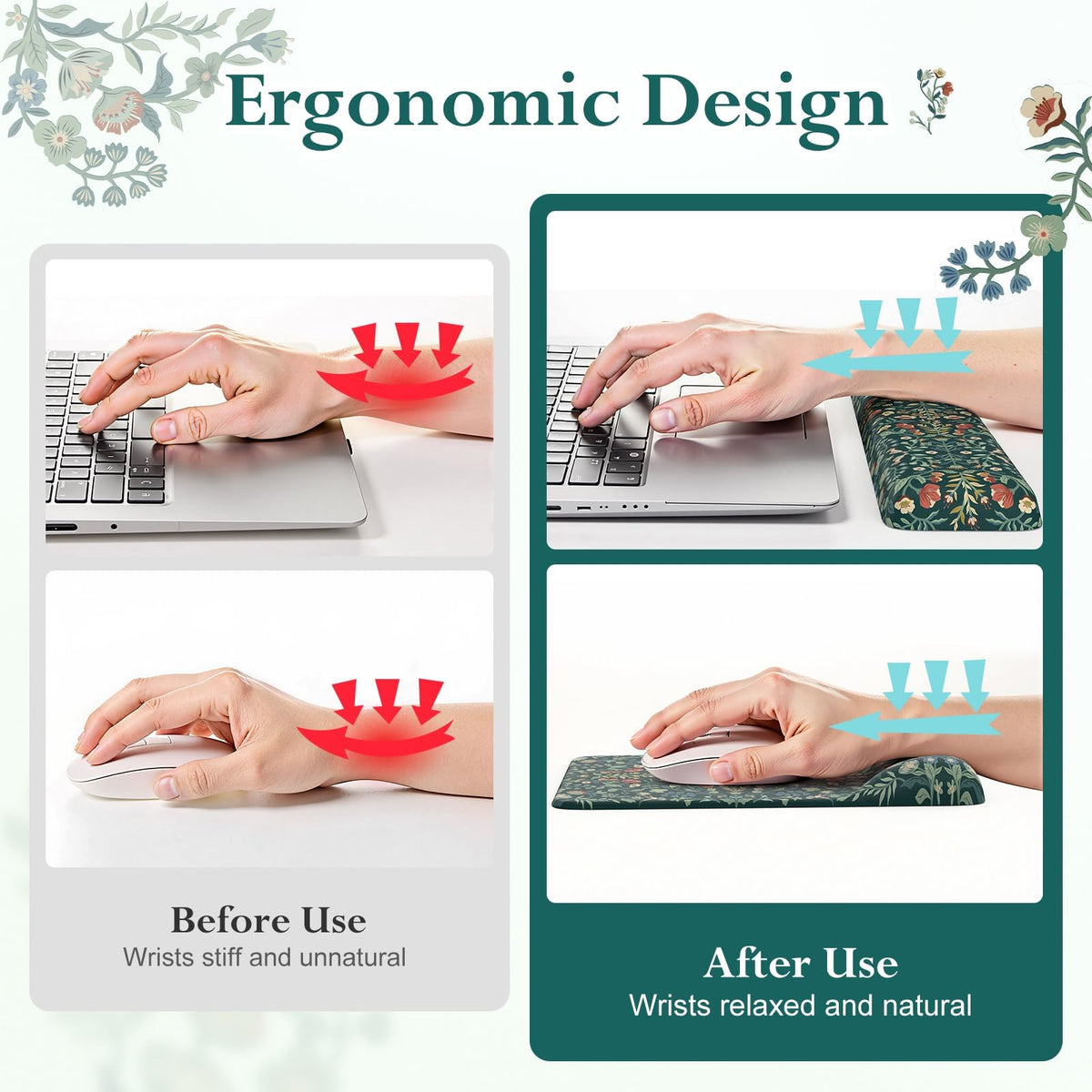 iLeadon Ergonomic Mouse Pad Set with Wrist Rest Non-Slip Desk Mat Set