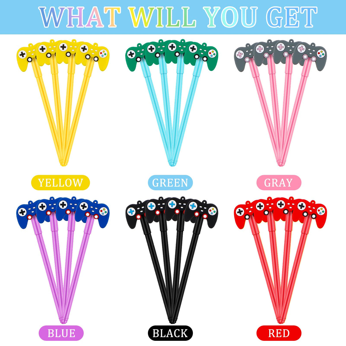 Tinlade 48 Pcs Video Game Pens Gamer Party Favors Video Gaming Birthday Party Favor Gifts