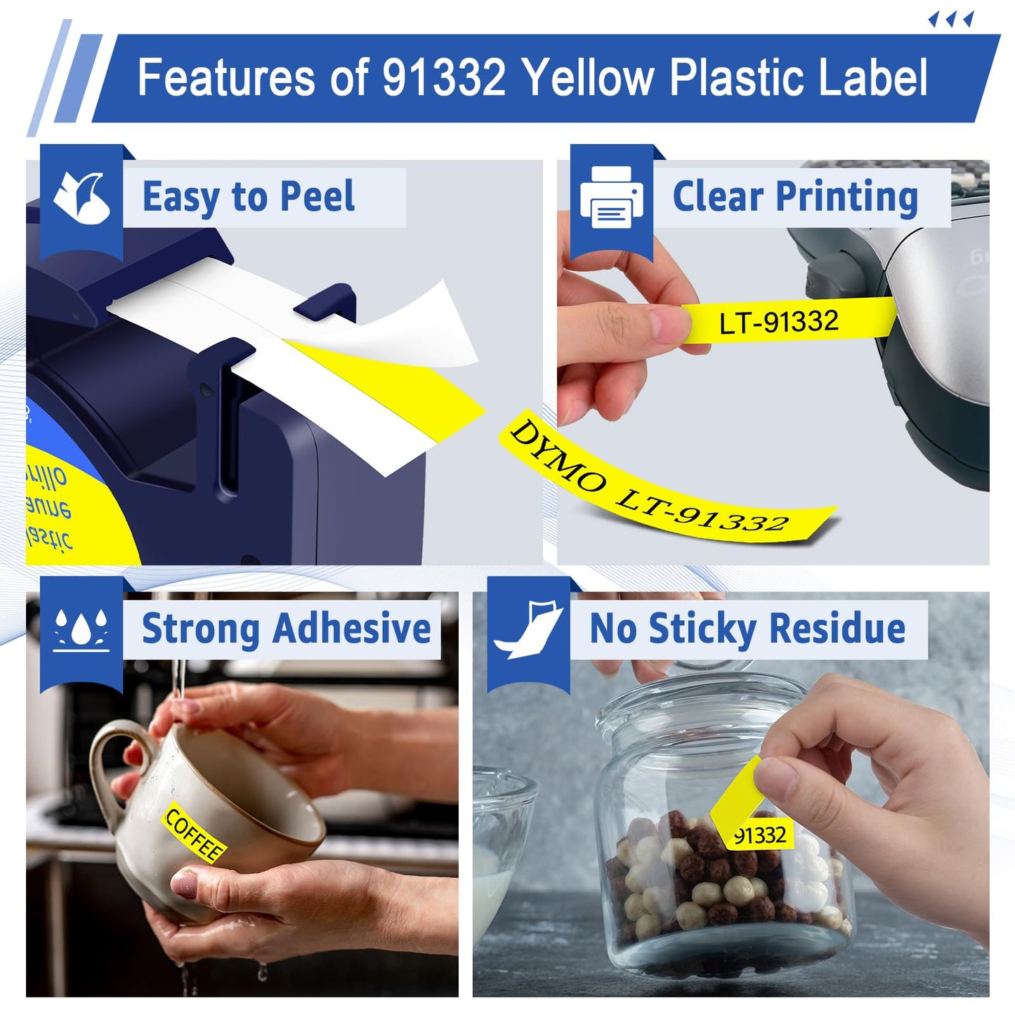 USUPERINK 6PK Compatible for Dymo LetraTag Refills 91202 91222 91332 59423 S0721620 Yellow Plastic