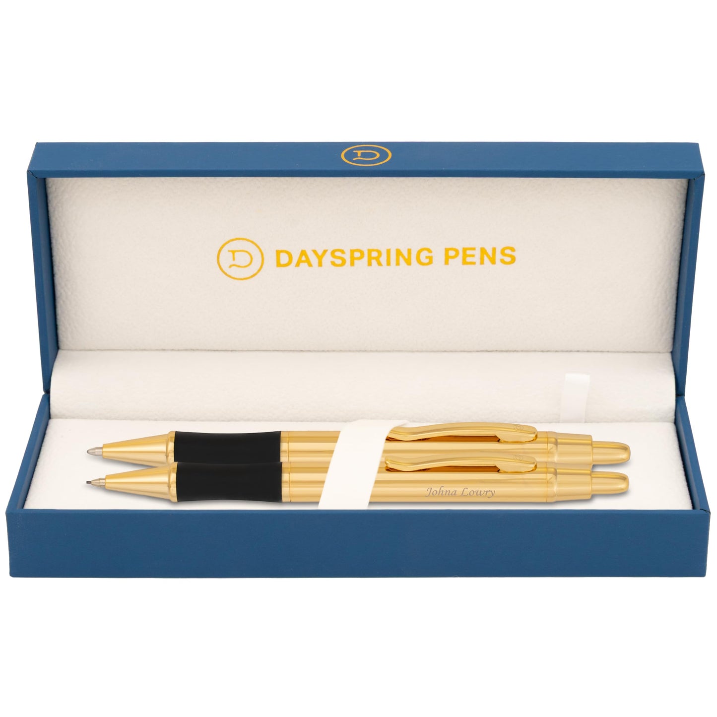 Dayspring Pens Monroe Personalized Ballpoint Pen and Pencil Set in 18K Gold