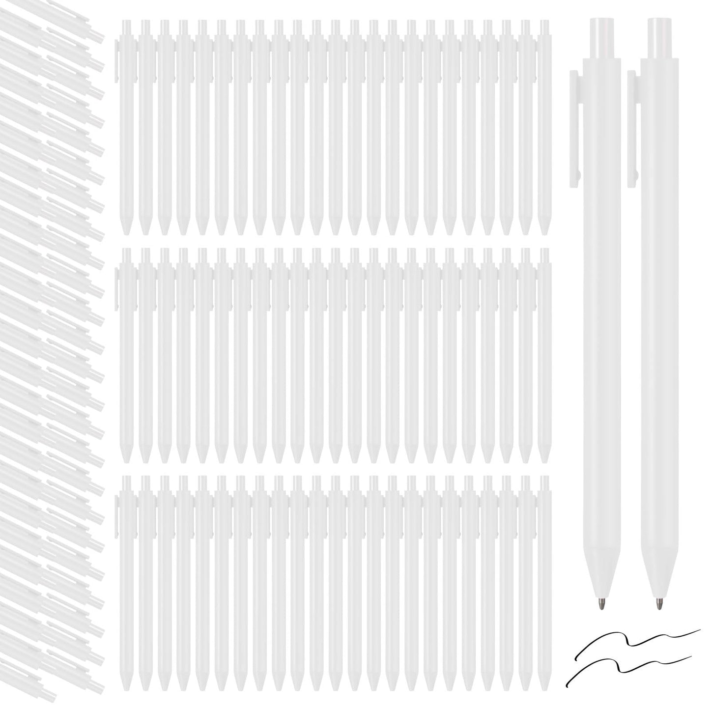 Fulmoon 50 Pcs Cute Pens Retractable 1.0mm, White Black Ink