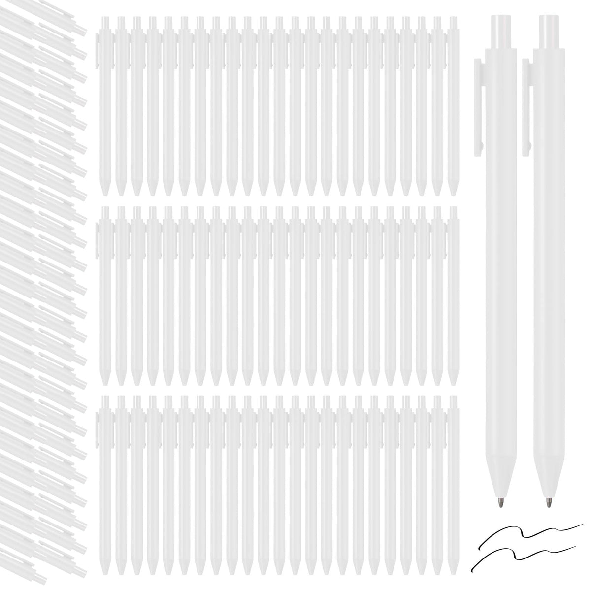 Fulmoon 50 Pcs Cute Pens Retractable 1.0mm, White Black Ink