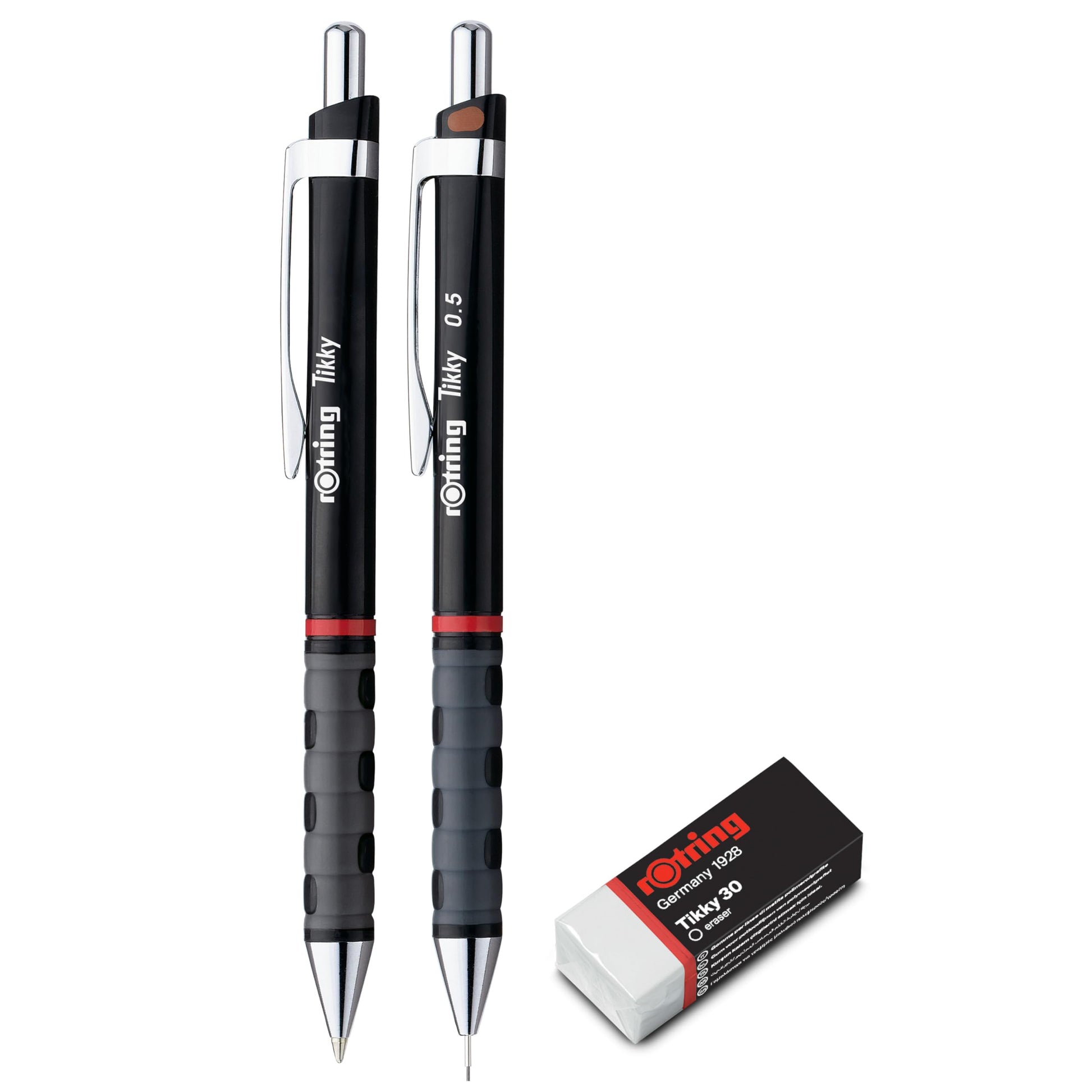 rOtring Tikky Mechanical Pencil, Ballpoint & Eraser Set | HB Lead, 0.5 mm Pencil | Medium Point Pen