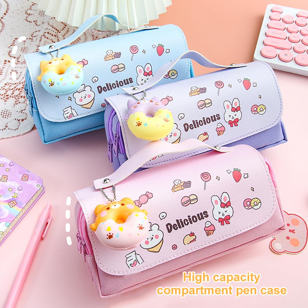 Pencil Case for Girls, Kids Large Capacity Cute Pencil Box with Compartments School Organizer Pen
