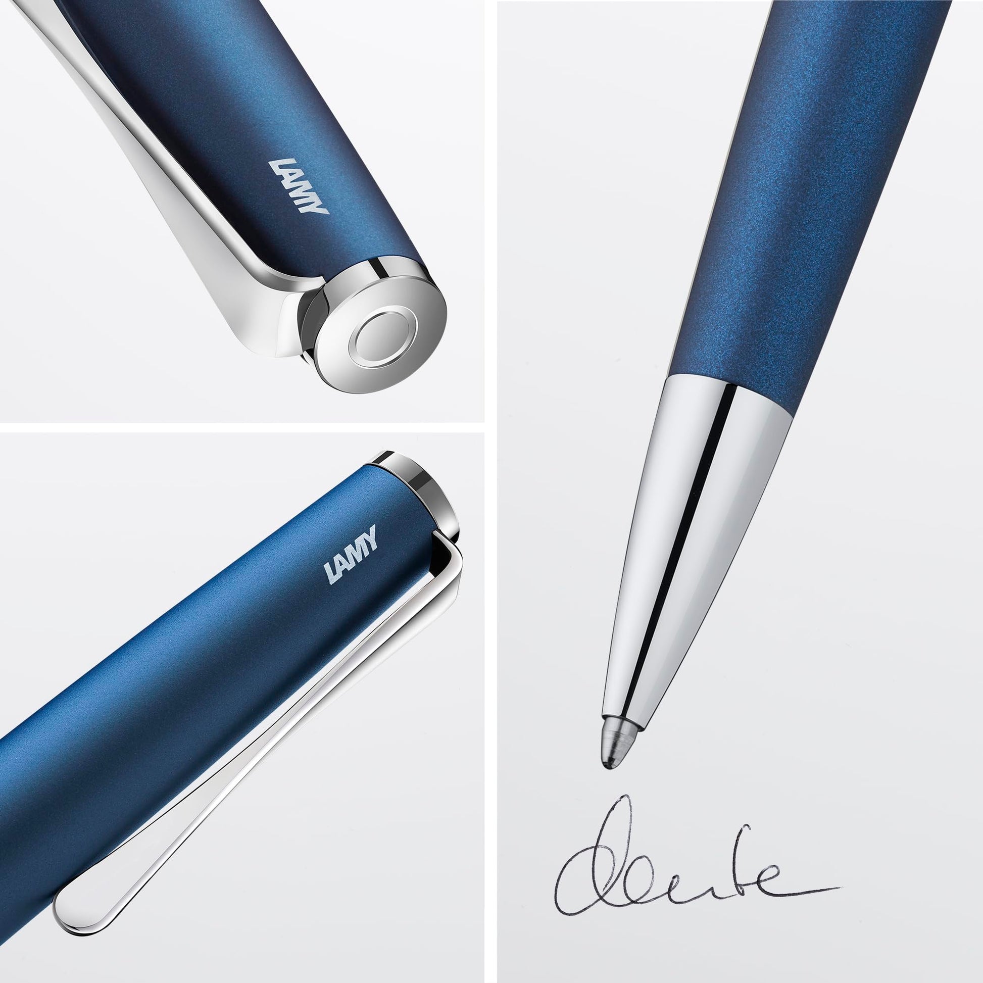 Lamy studio imperialblue - ballpoint pen in elegant stainless steel casing - with propeller-shaped