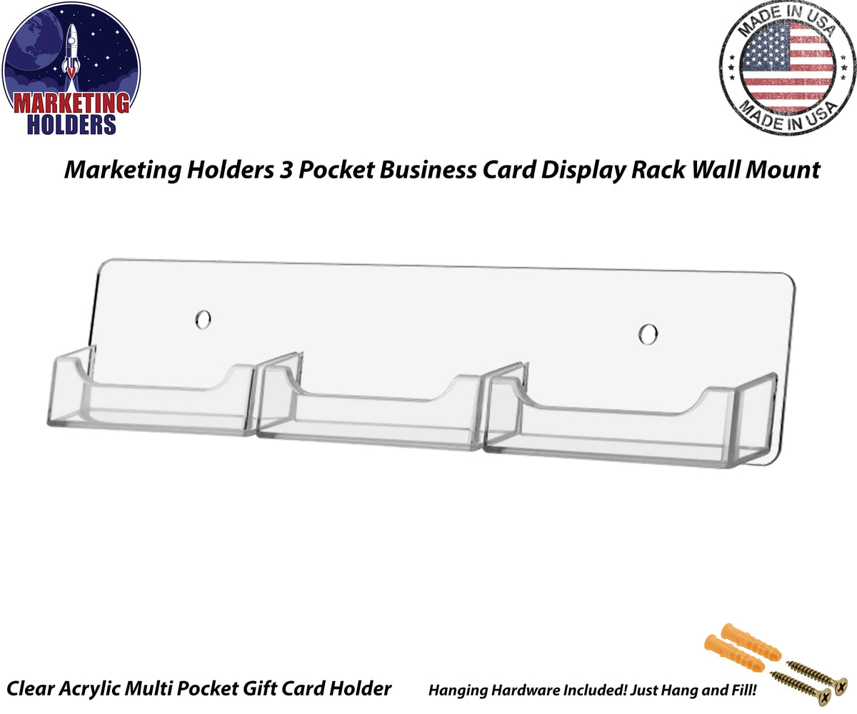 Marketing Holders 6 Pack Wall Business Card Holder with Hanging Hardware for 3.5" x 2" Gift or