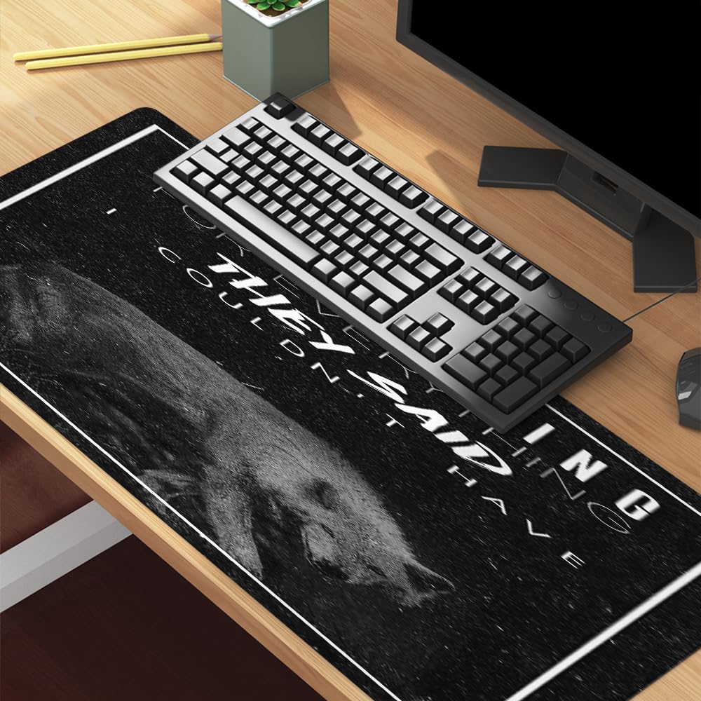Reateforin Inspirational Quote Mouse Pad for Guys,Black Large Mouse Pad for Mens Lion Animal