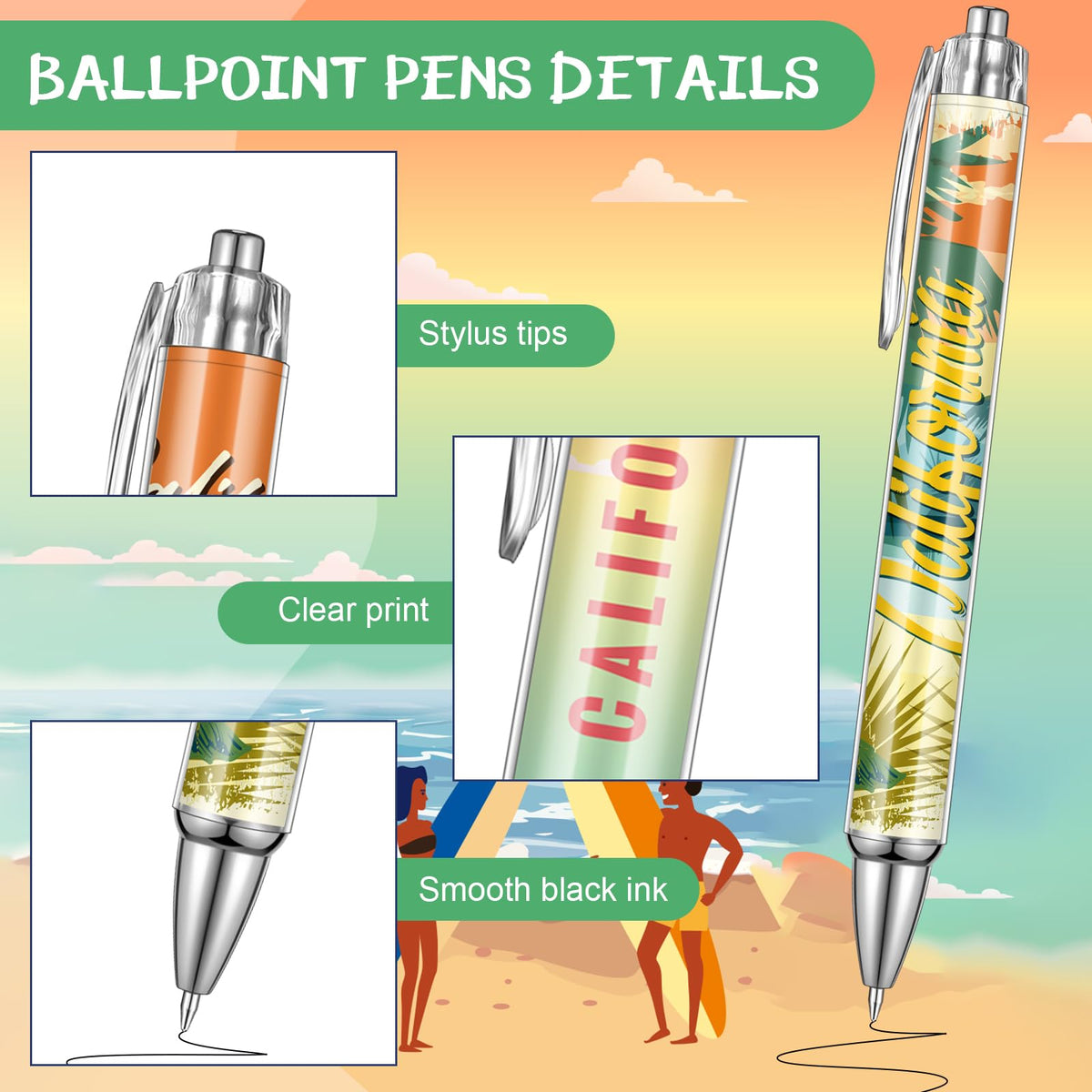 Sayglossy 30 Pcs California Souvenirs Gifts Travel Ballpoint Pens