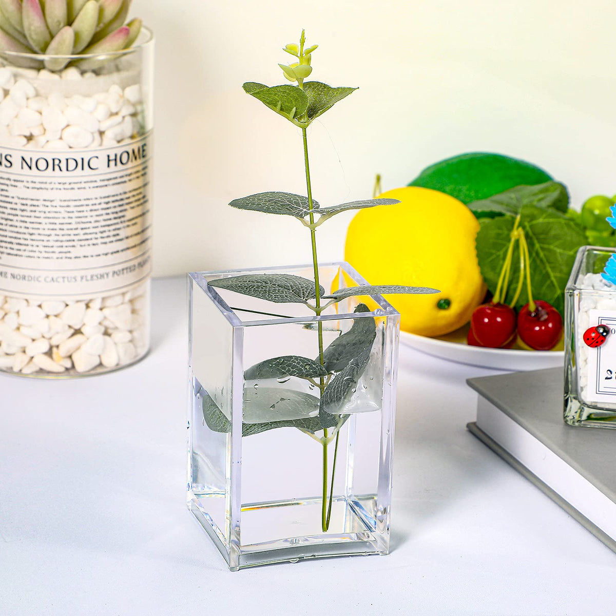 6 Pieces Clear Acrylic Pen Holder Cup Makeup Brush Holder Back to School Stationery Organizer