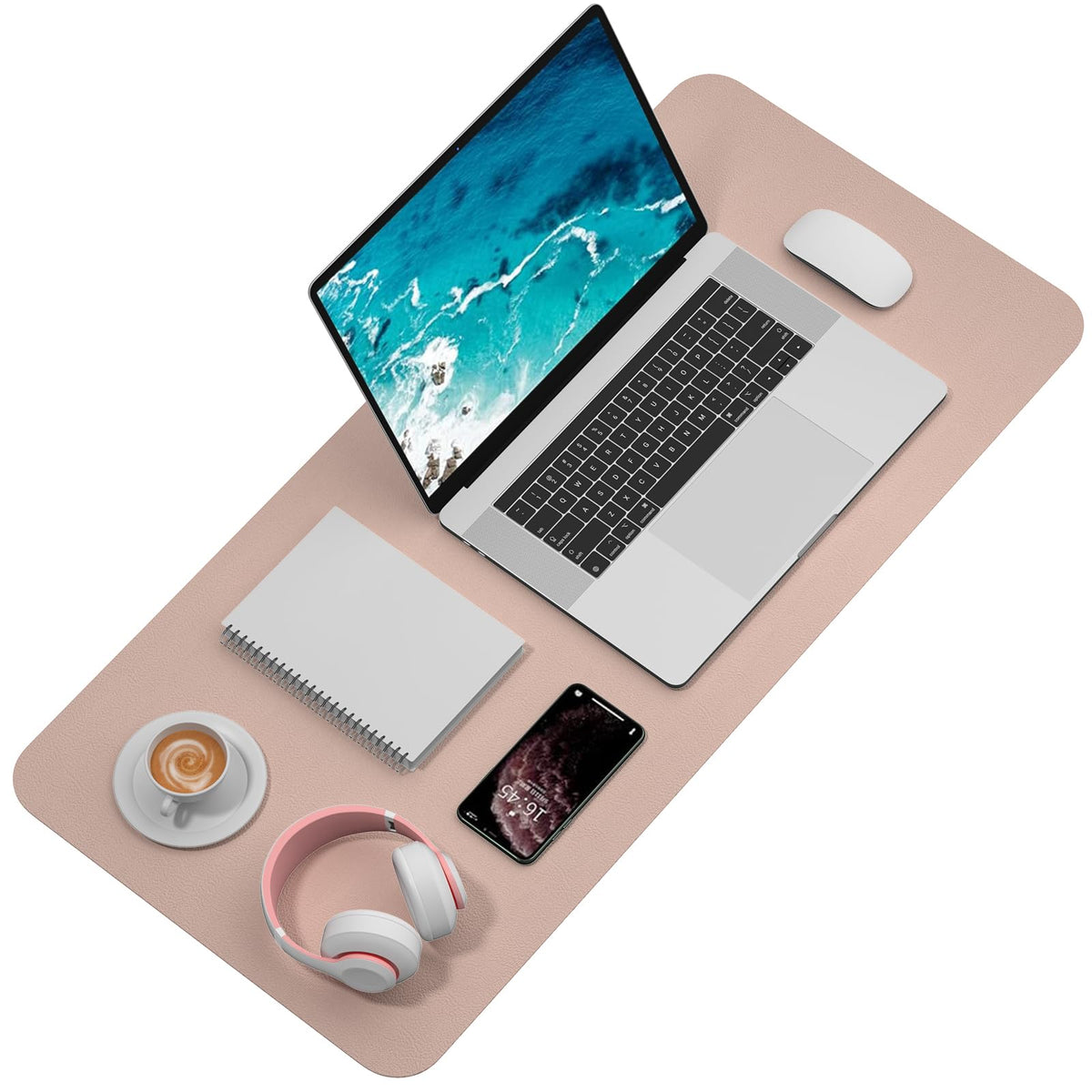 Hsurbtra Desk Pad, 35.5" x 17" PU Leather Desk Mat, XXL Extended Mouse Pad, Waterproof Desktop