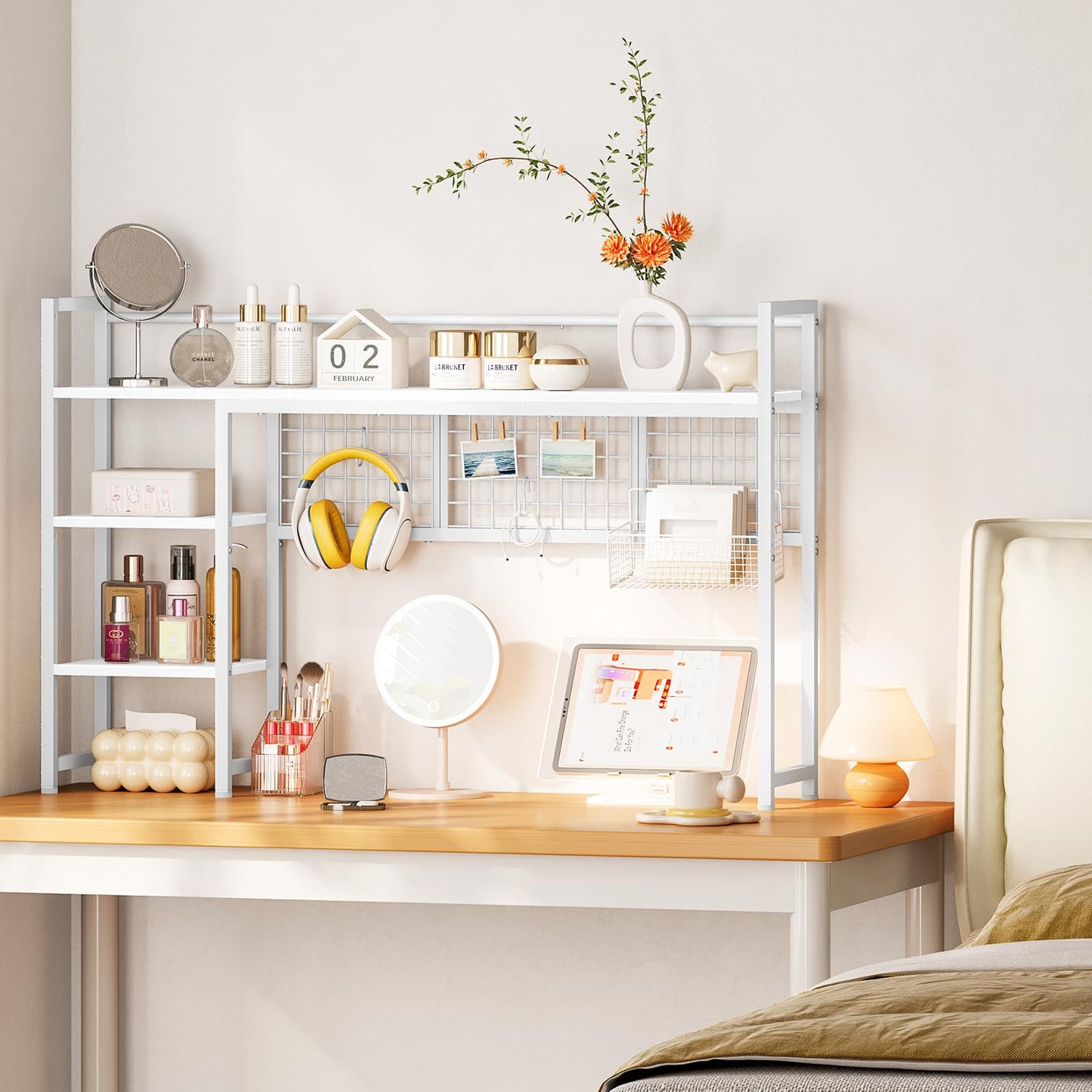 Snughome Desk Shelf, 44.9" Desktop Organizer Shelf, Desk Hutch for Computer Monitor, 4 Tier Desk