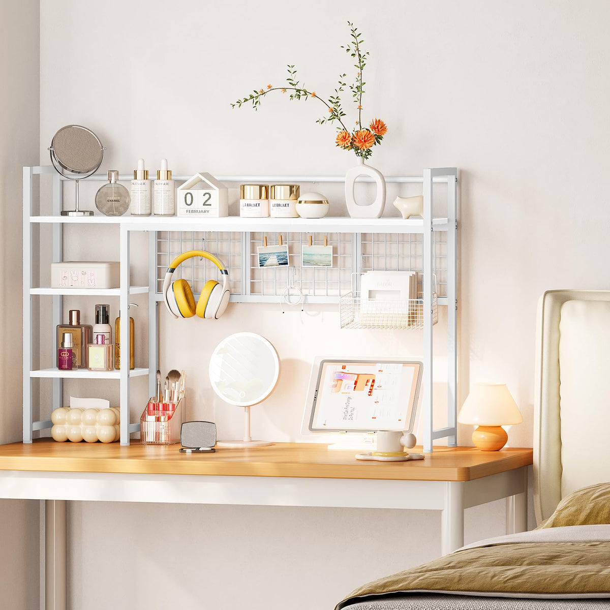 Snughome Desk Shelf, 44.9" Desktop Organizer Shelf, Desk Hutch for Computer Monitor, 4 Tier Desk