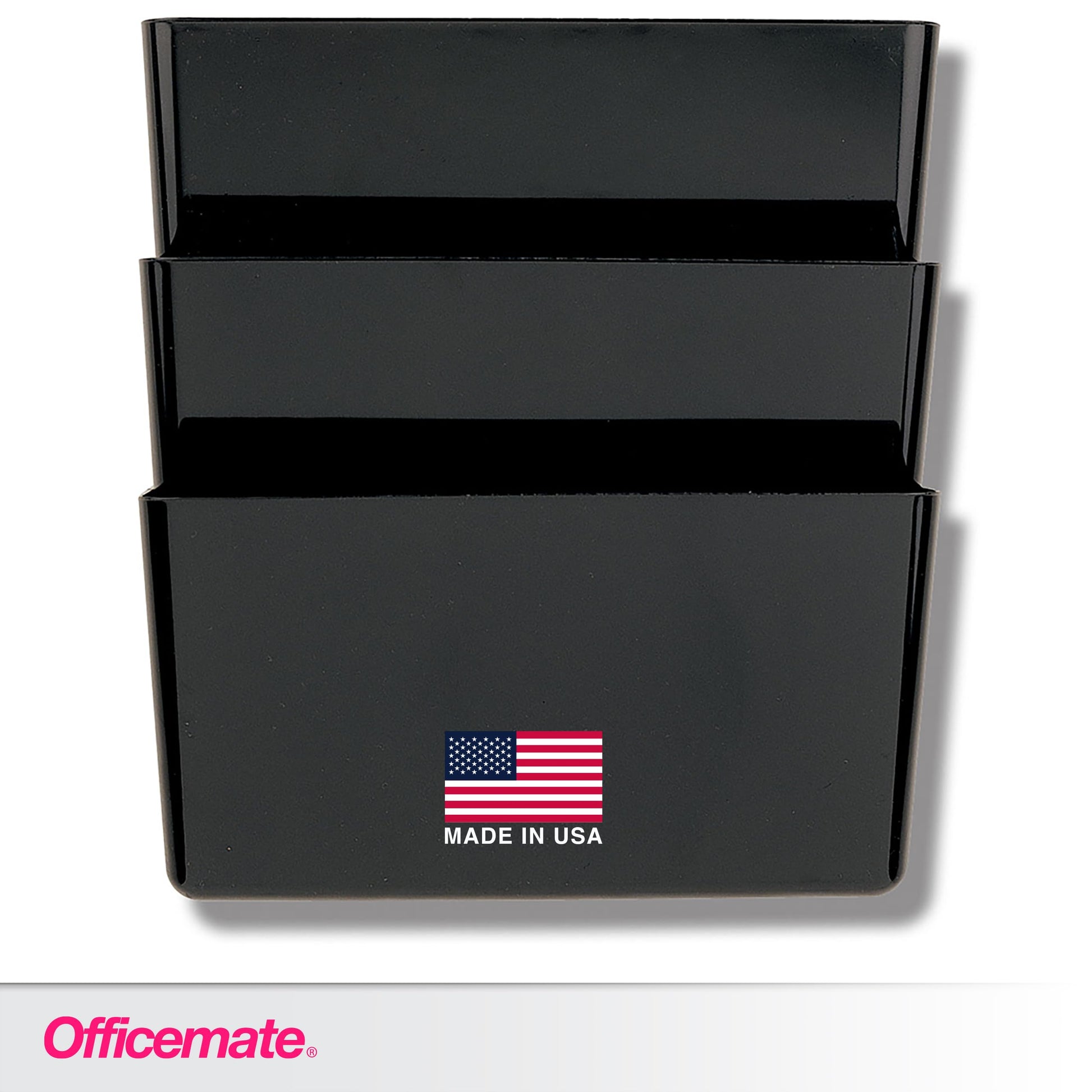 Officemate Letter Size Wall File, Recycled, Black (26092), 14.5" x 13" x 4.1", Set of 3