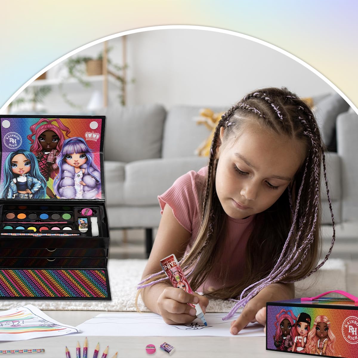 Rainbow High Colored Pencils Art Supplies Kids Drawing Kit Coloring Book Crayons Markers Drawing