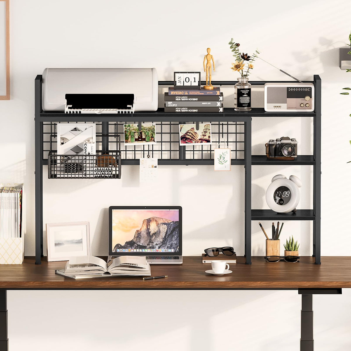 Snughome Desk Shelf, 44.9" Desktop Organizer Shelf, Desk Hutch for Computer Monitor, 4 Tier Desk
